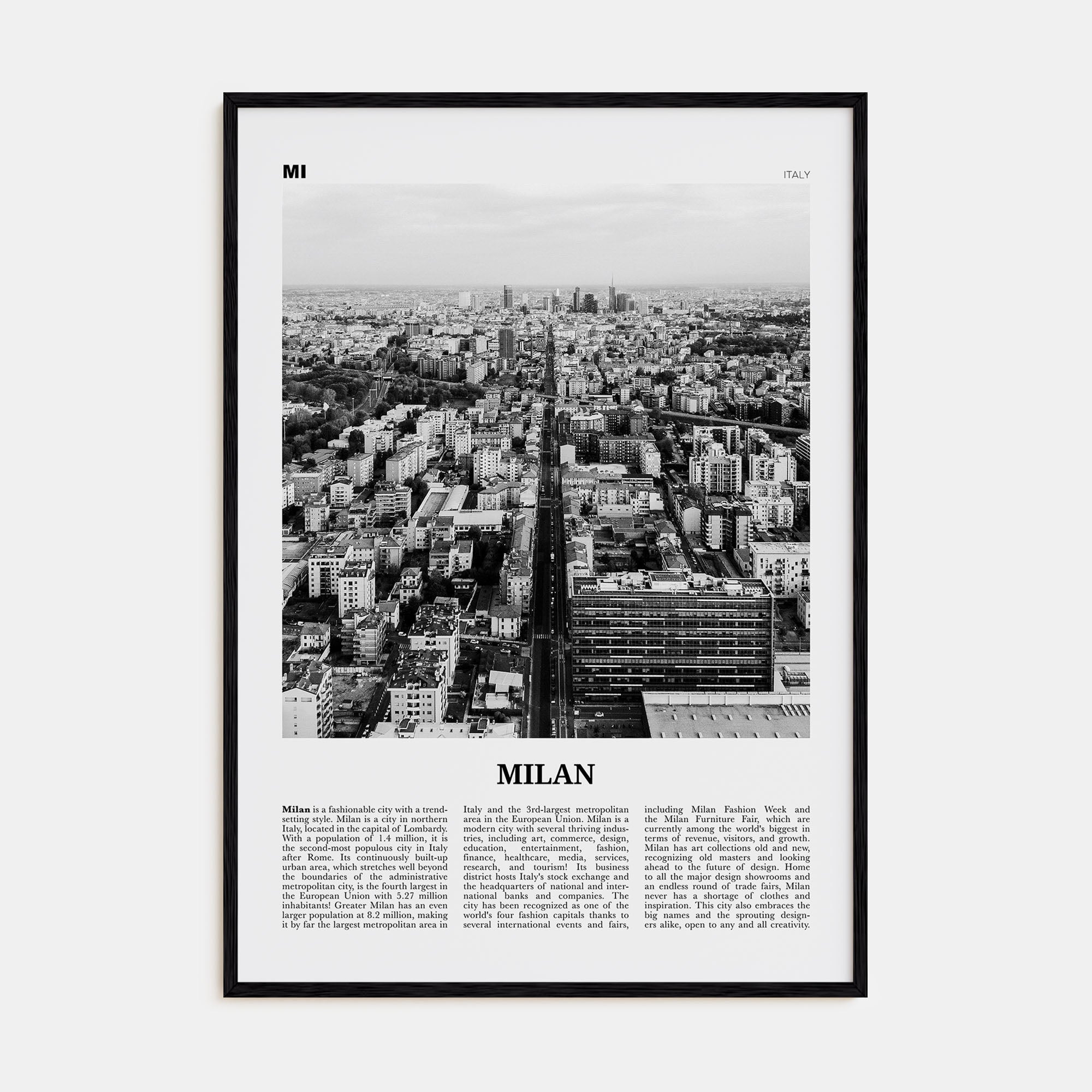 Milan Travel B&W No 2 Poster