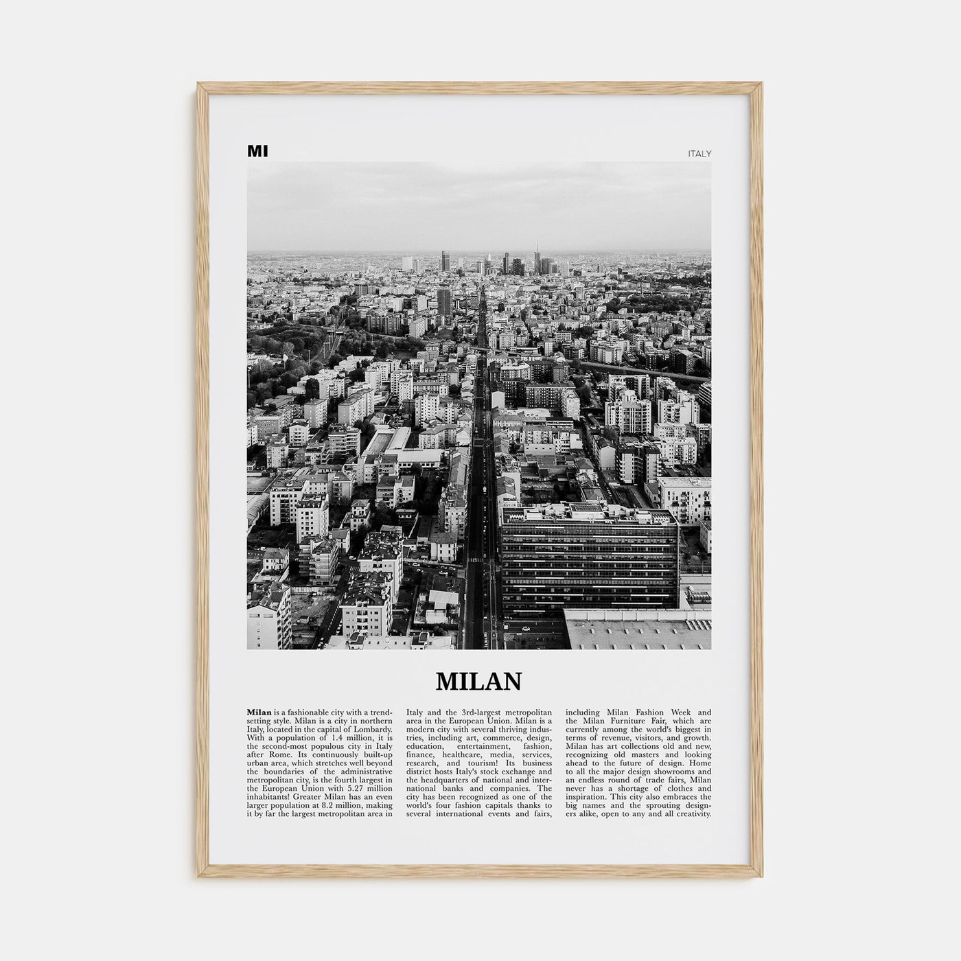 Milan Travel B&W No 2 Poster