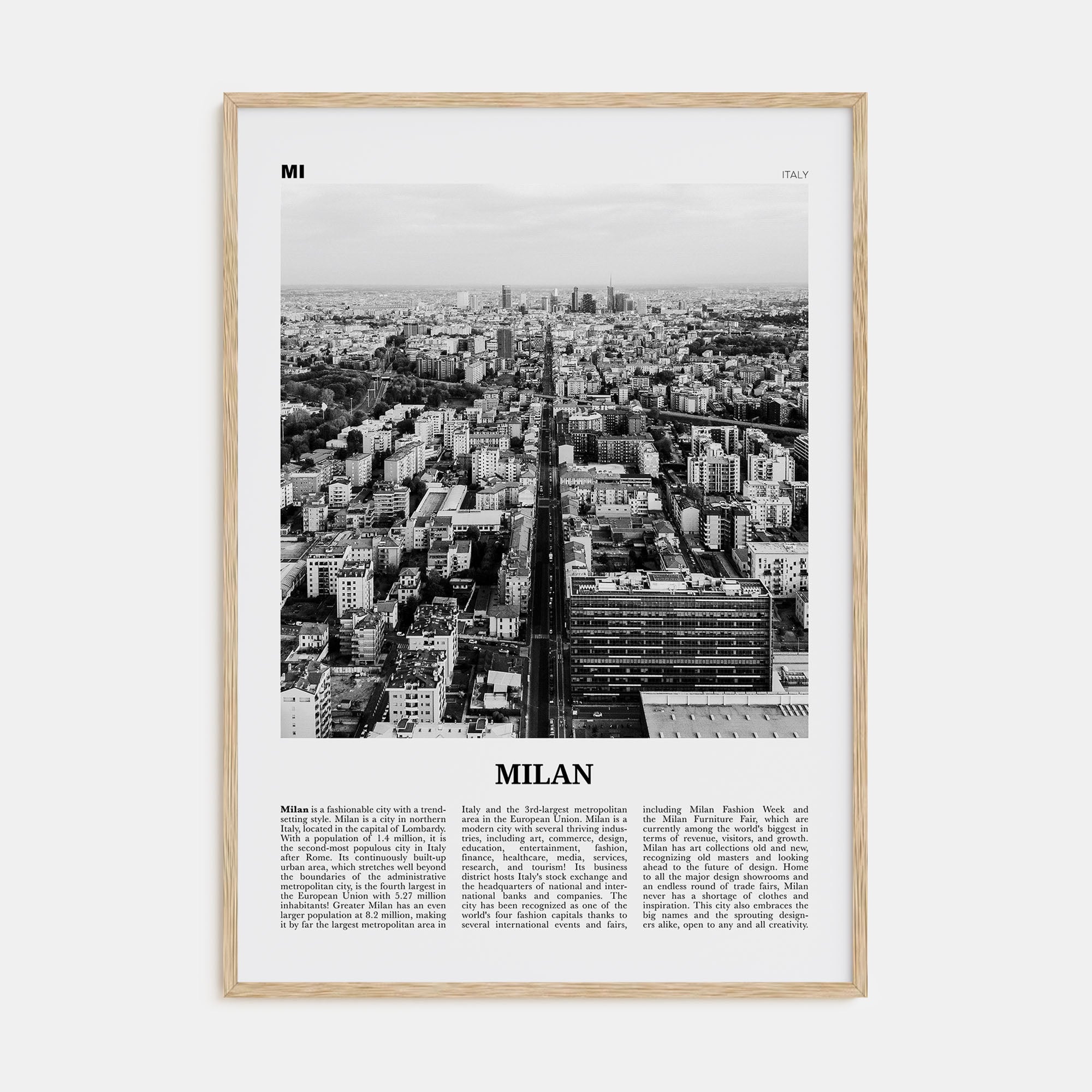 Milan Travel B&W No 2 Poster