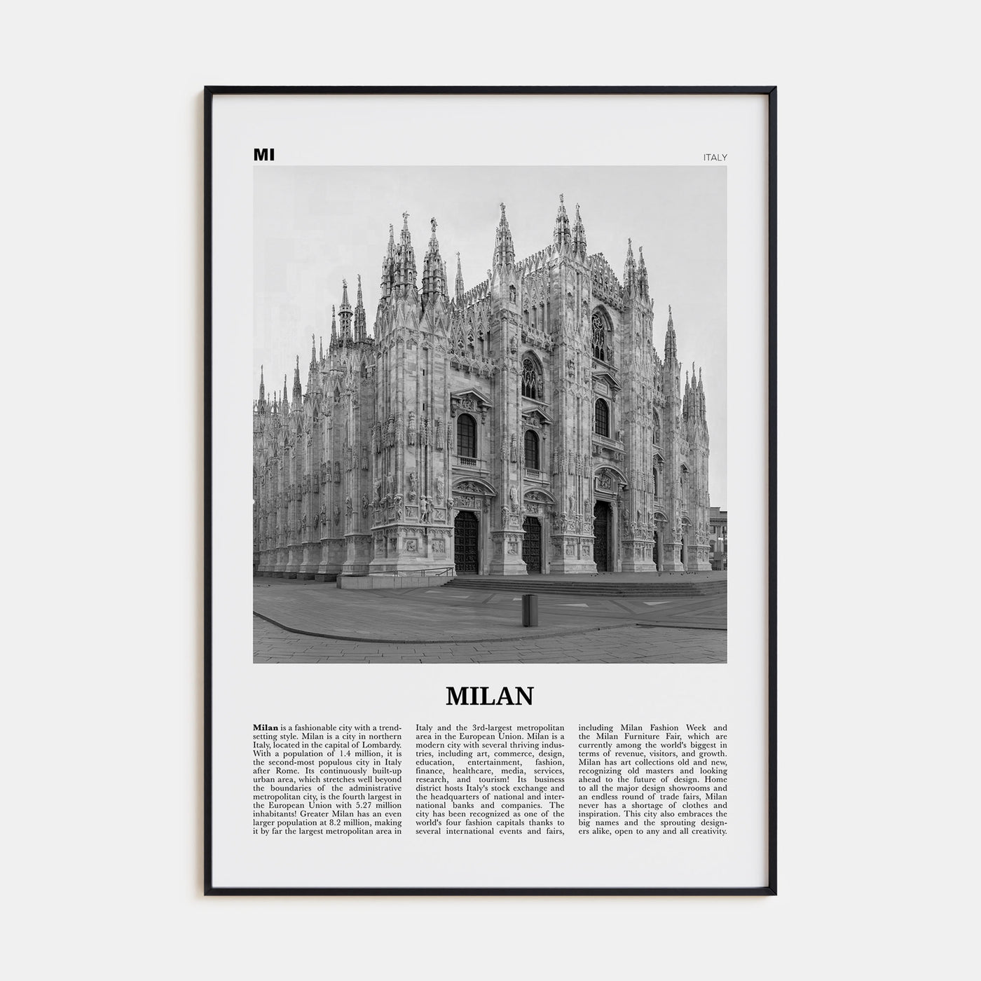 Milan Travel B&W No 3 Poster