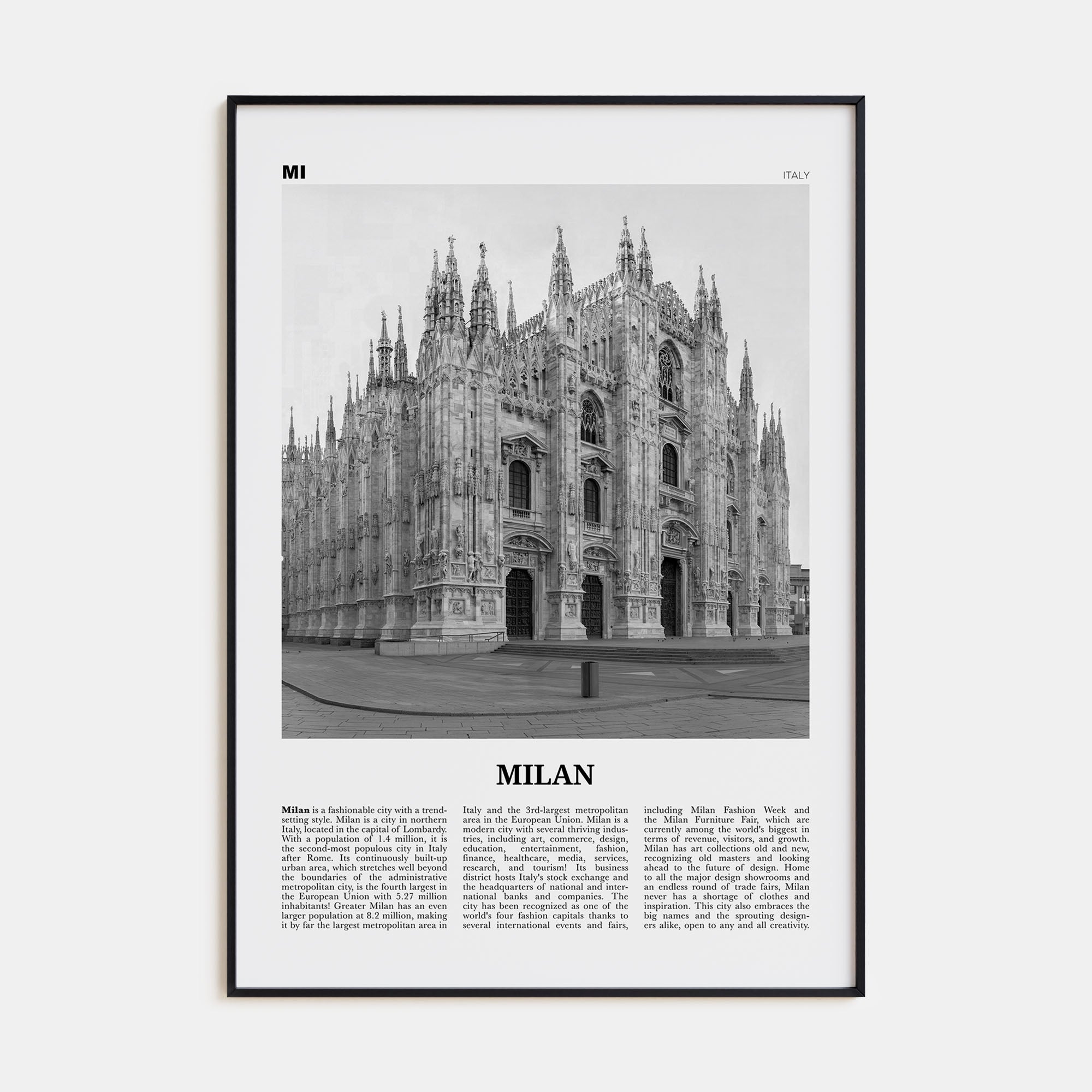 Milan Travel B&W No 3 Poster