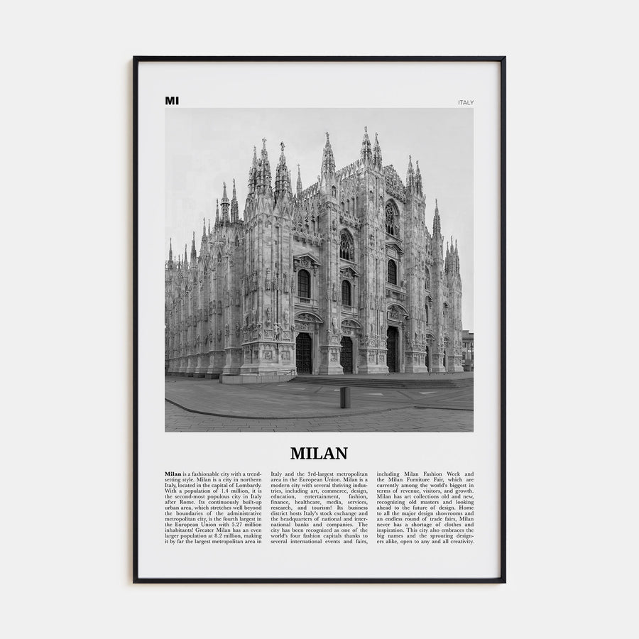 Milan Travel B&W No 3 Poster