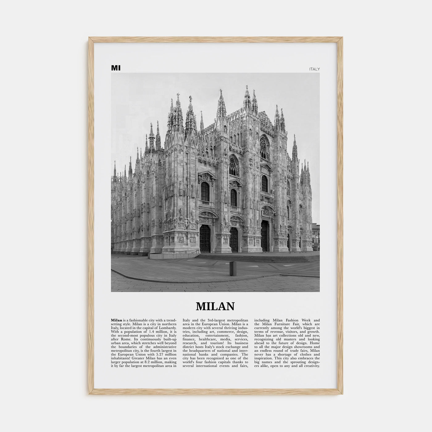 Milan Travel B&W No 3 Poster