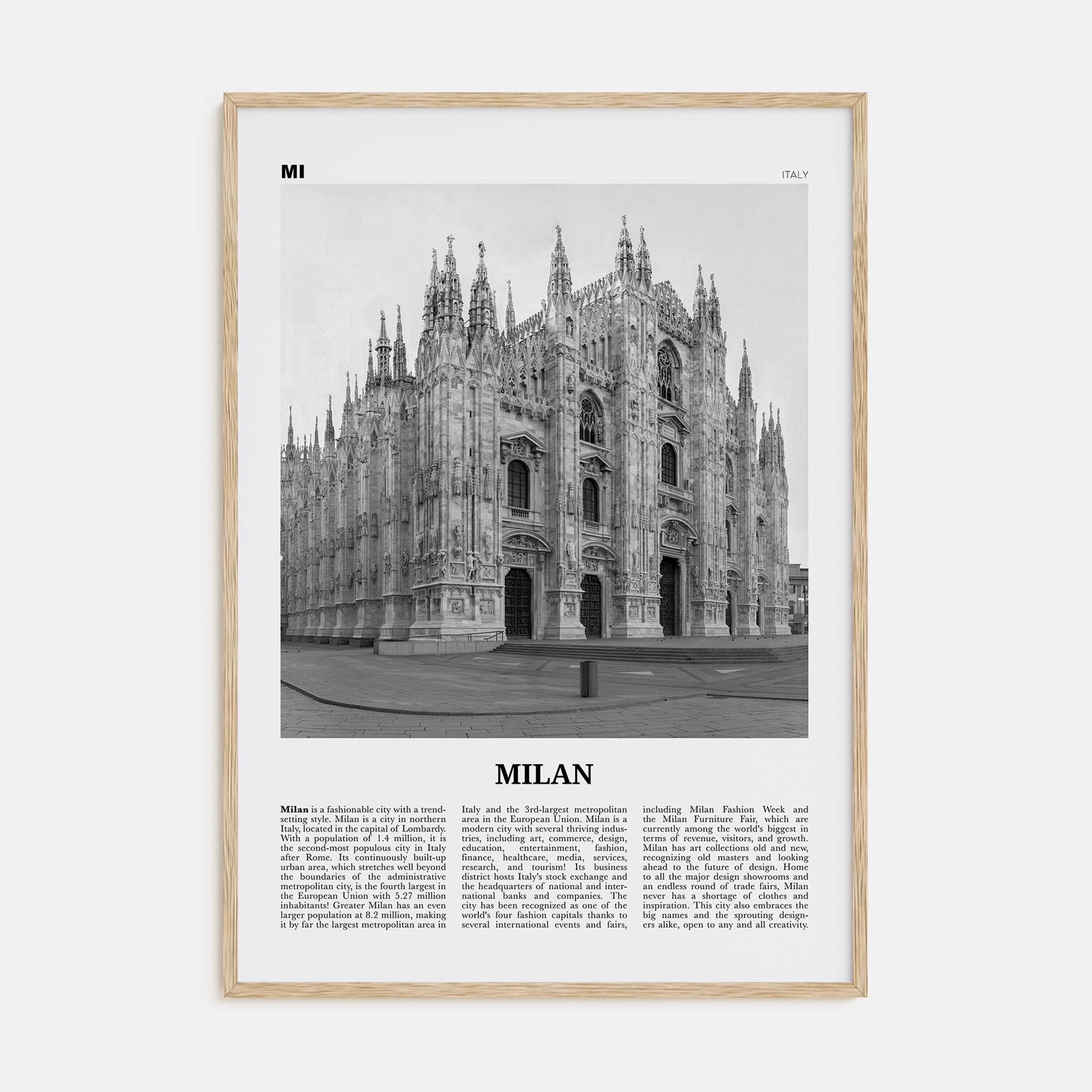 Milan Travel B&W No 3 Poster
