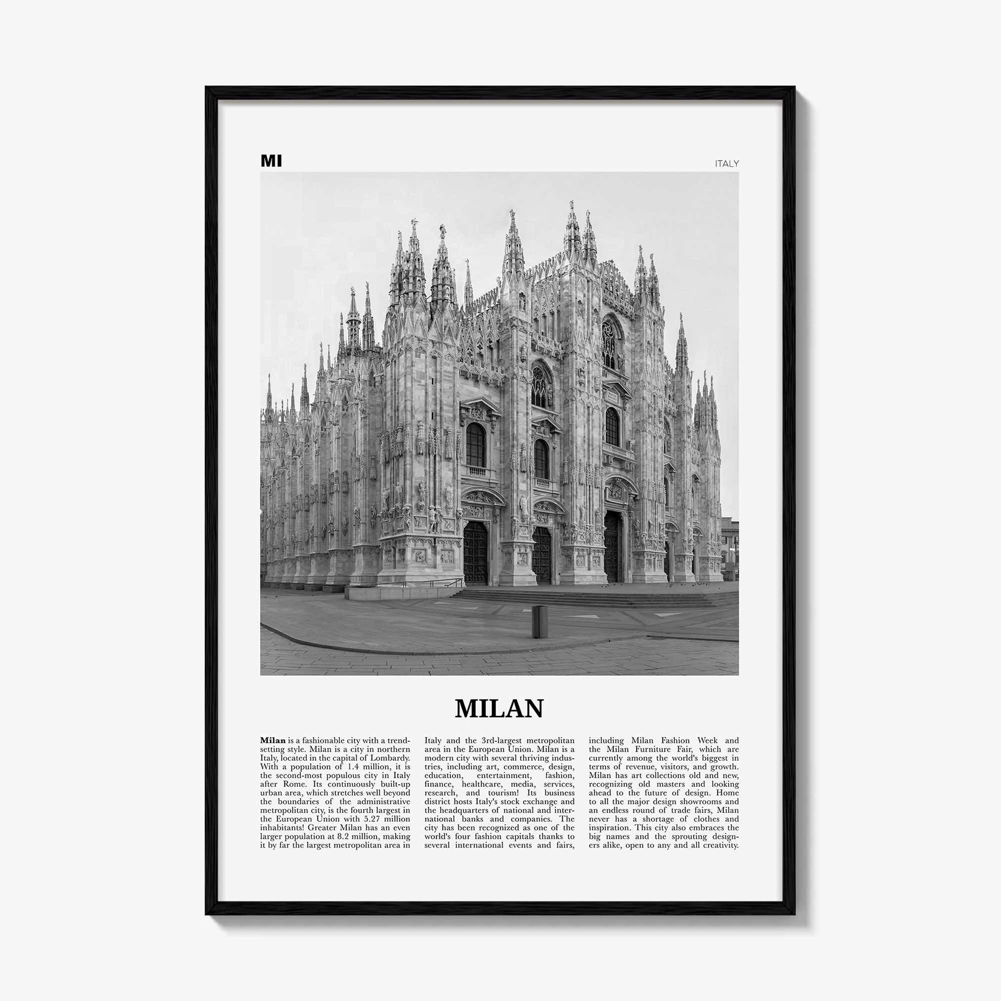 Milan Print Black and White No 3, Milan Wall Art, Milan Poster, Milan Photo, Milan Wall Décor, Milan Map, Italy