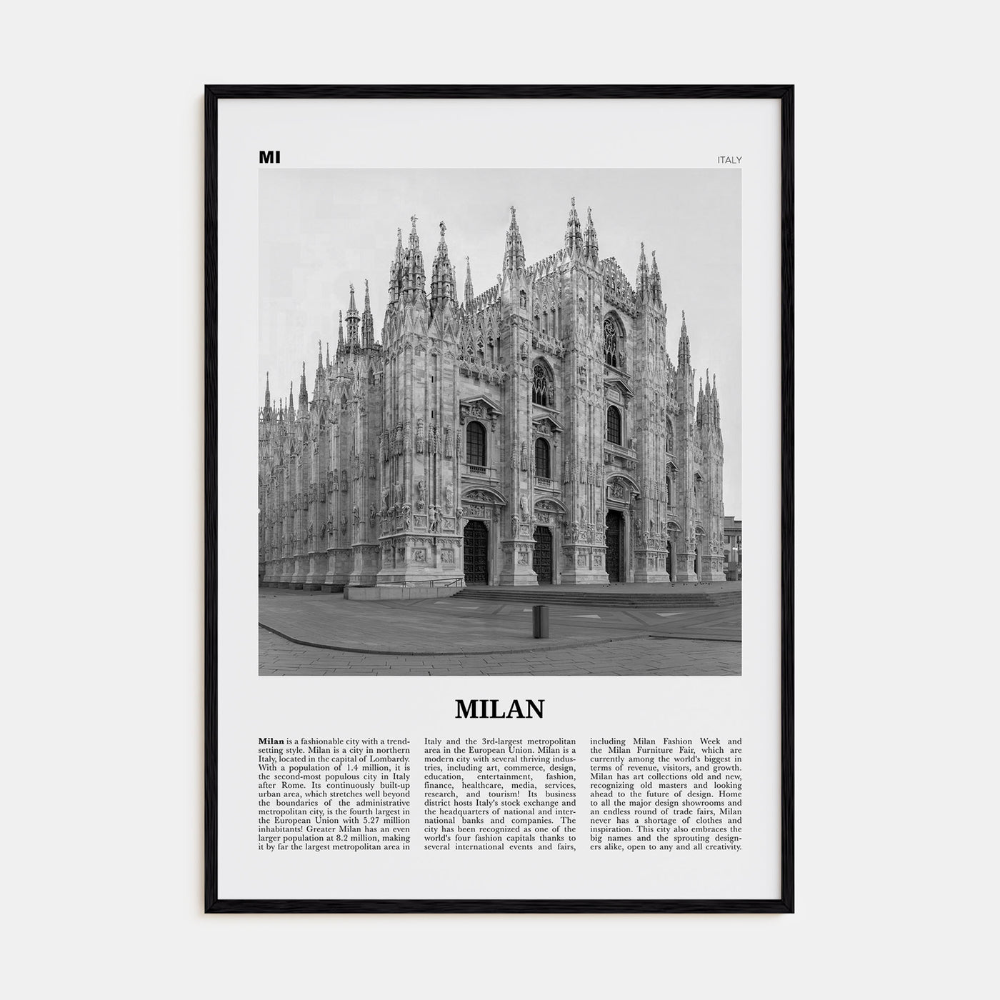 Milan Travel B&W No 3 Poster