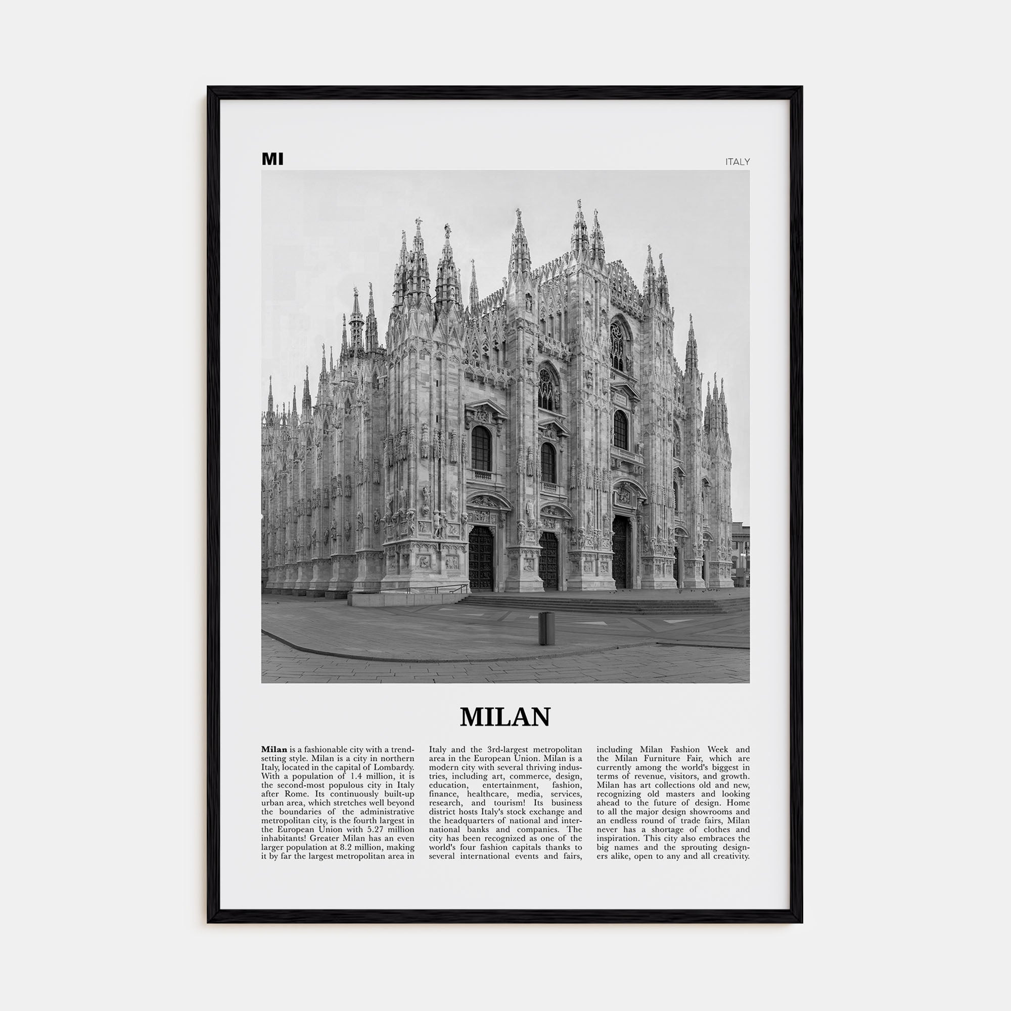 Milan Travel B&W No 3 Poster
