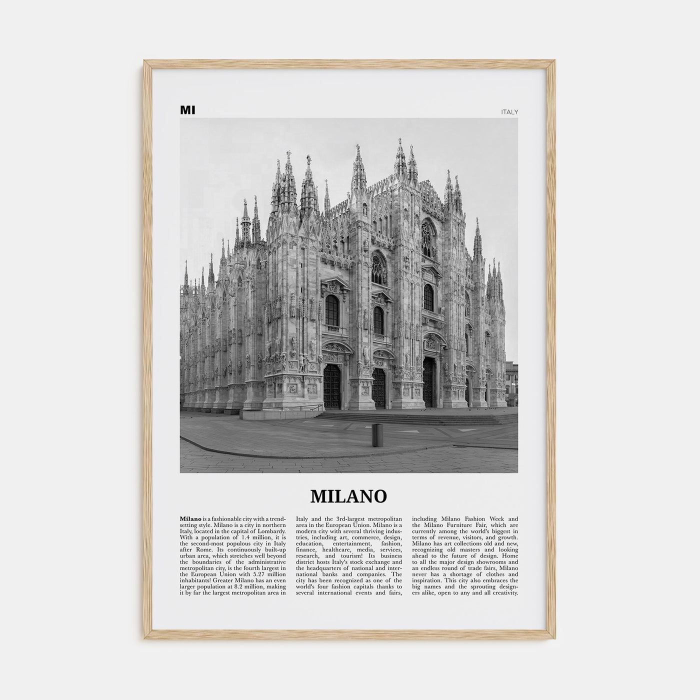 Milano Travel B&W Poster