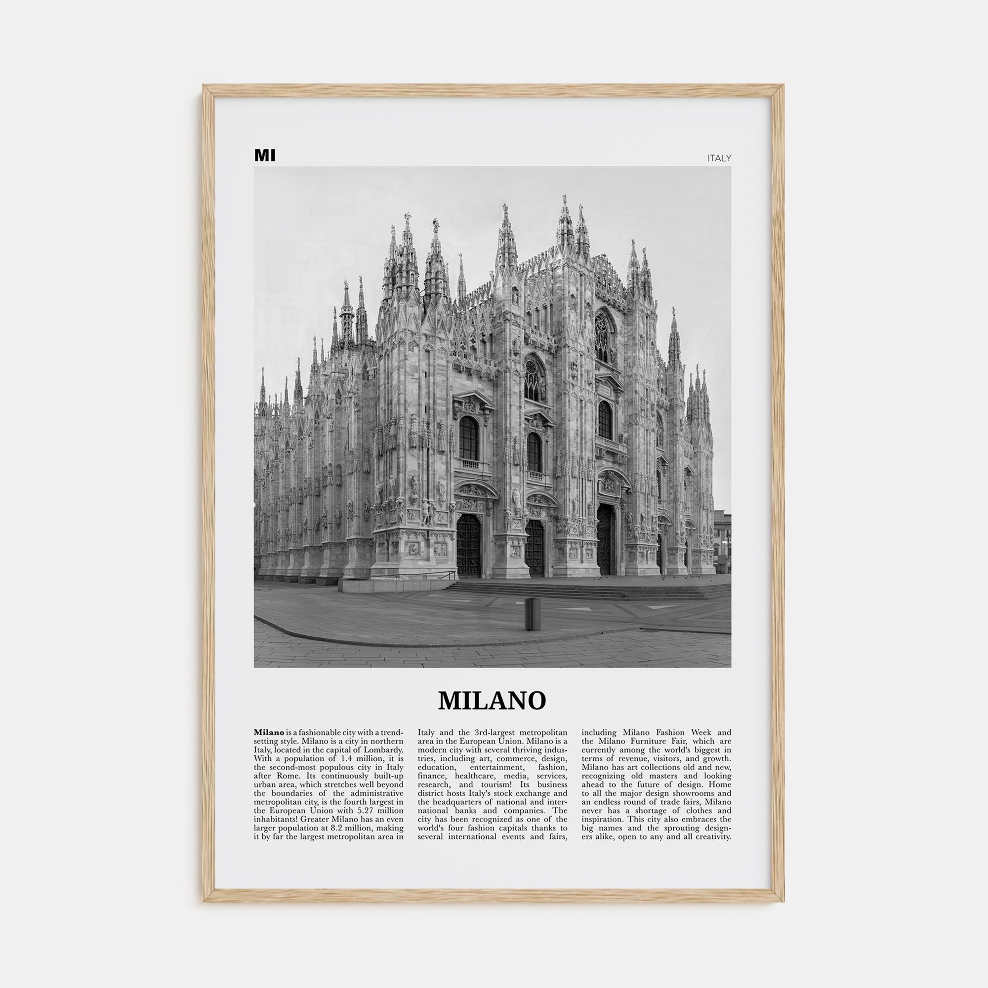 Milano Travel B&W Poster
