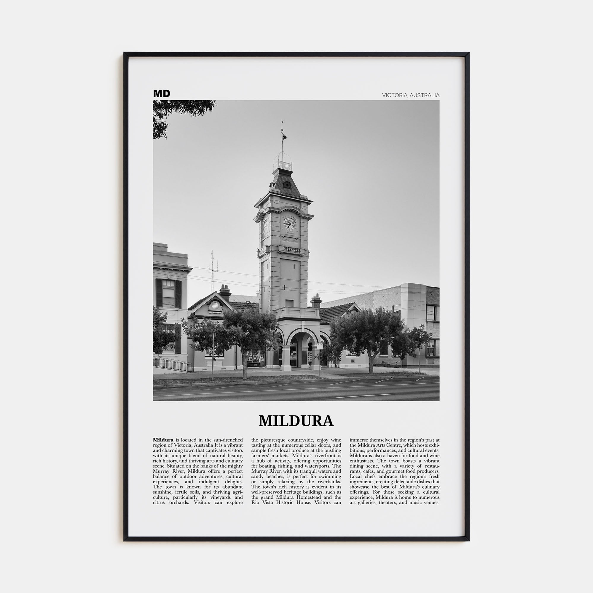 Mildura Travel B&W Poster
