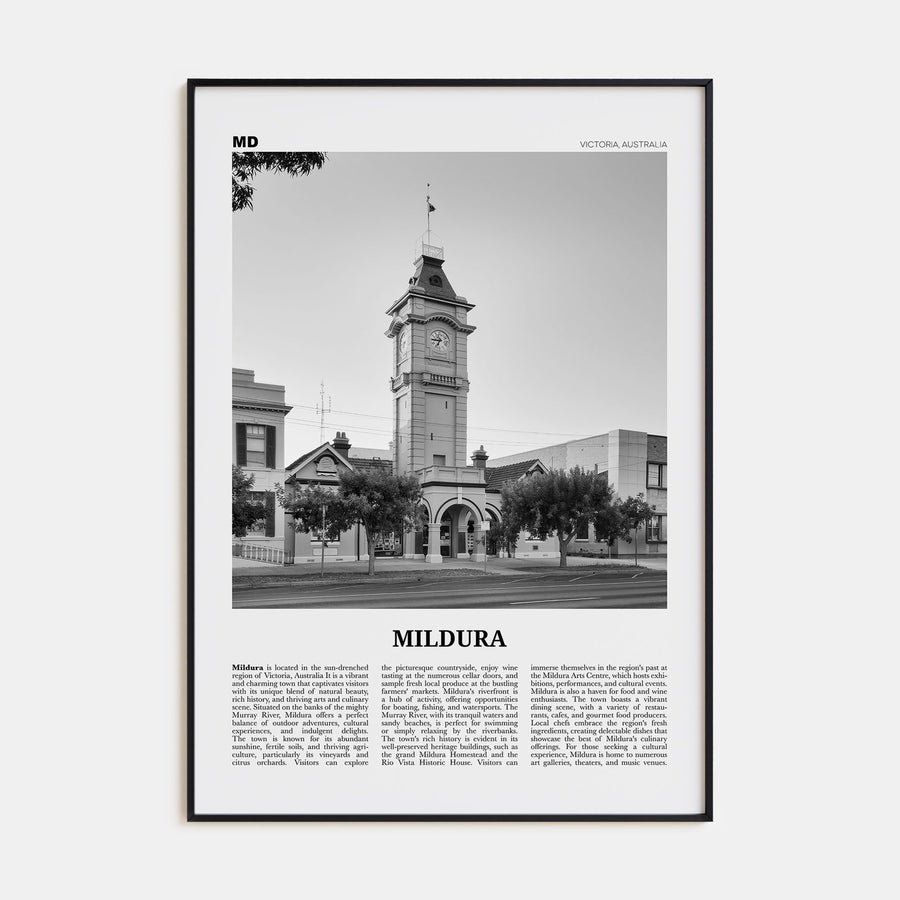 Mildura Travel B&W Poster