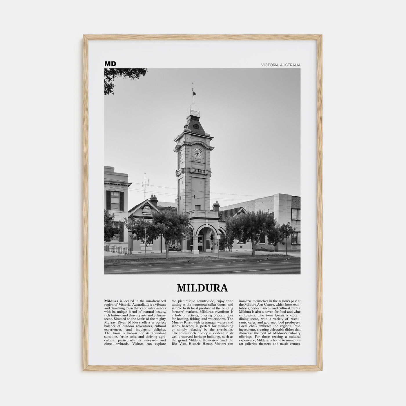 Mildura Travel B&W Poster