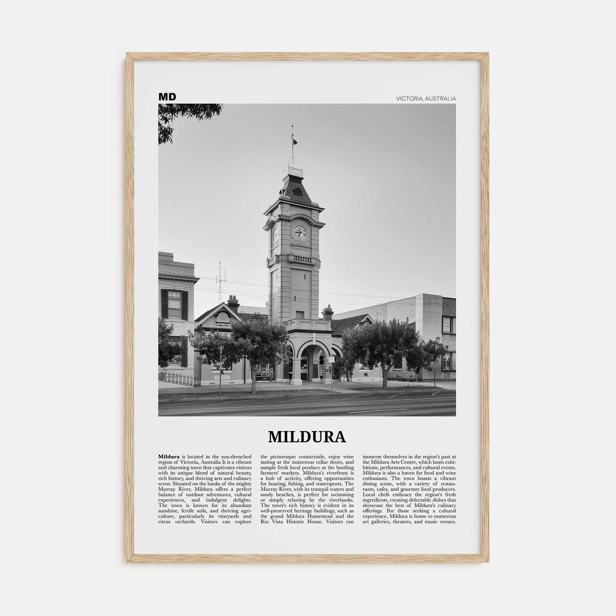 Mildura Travel B&W Poster