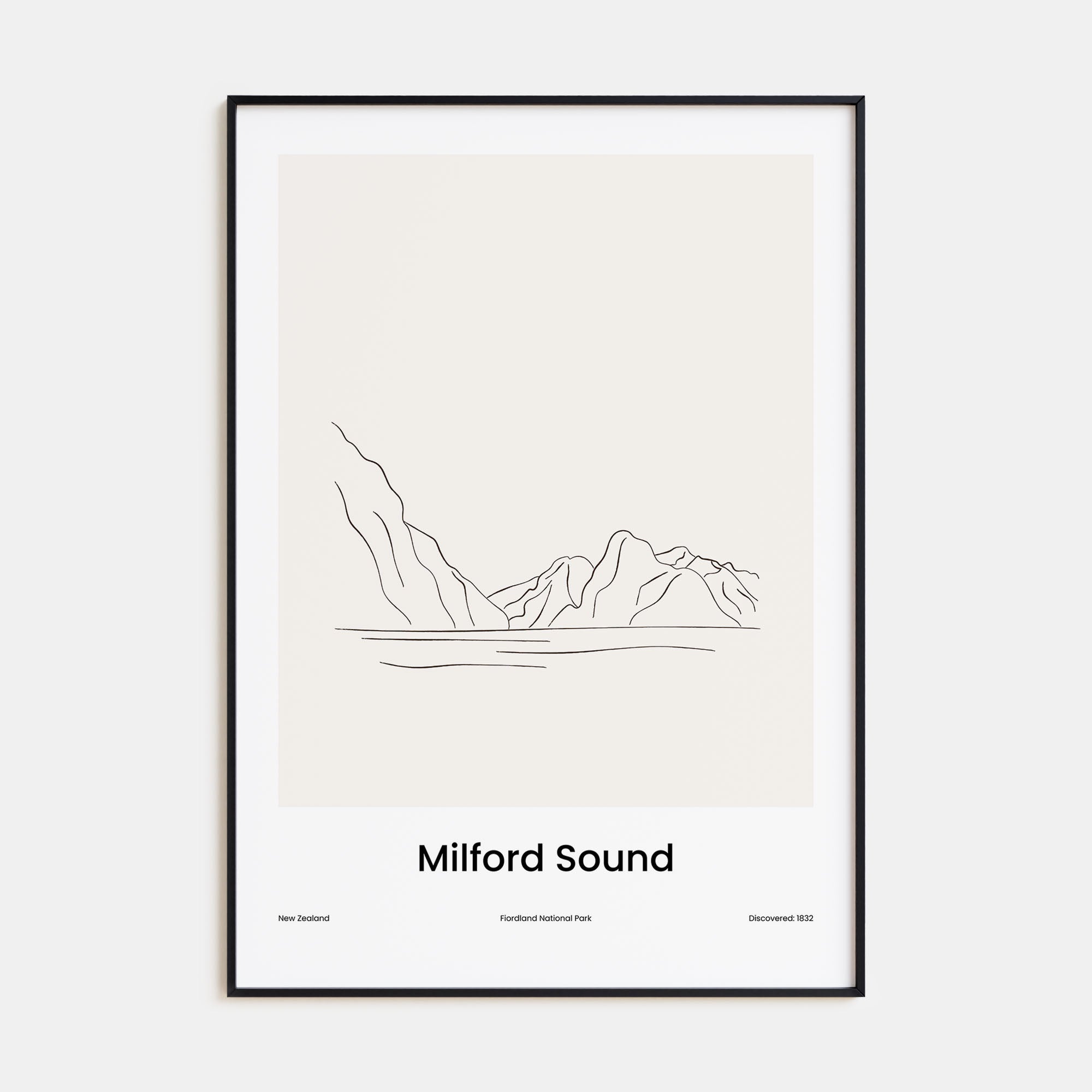 Milford Sound Drawn Poster