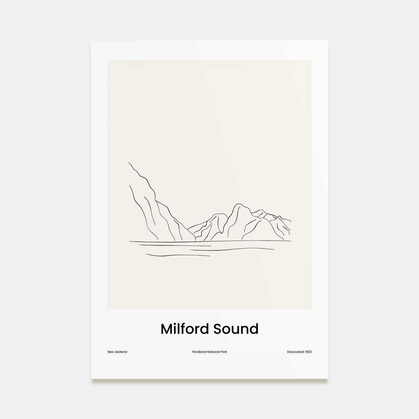 Milford Sound Drawn Poster