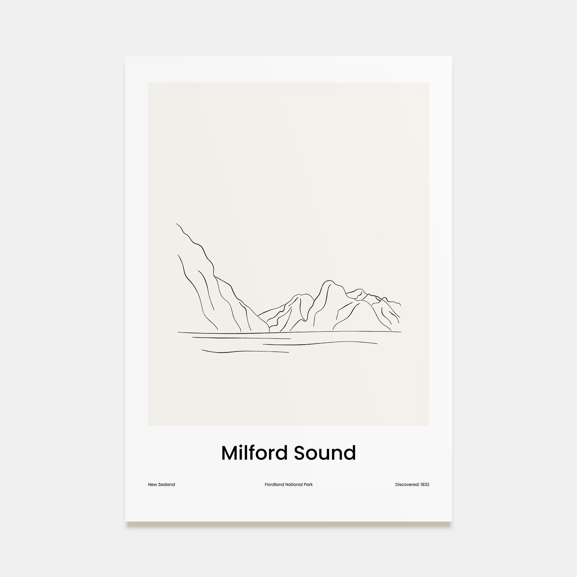 Milford Sound Drawn Poster