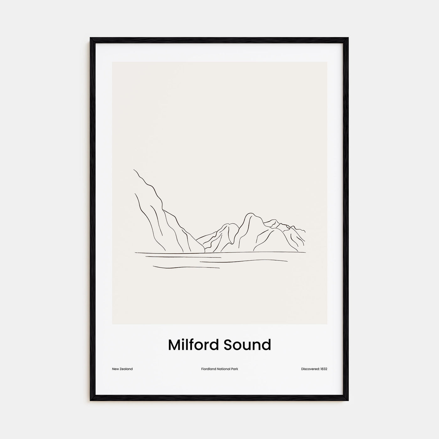Milford Sound Drawn Poster