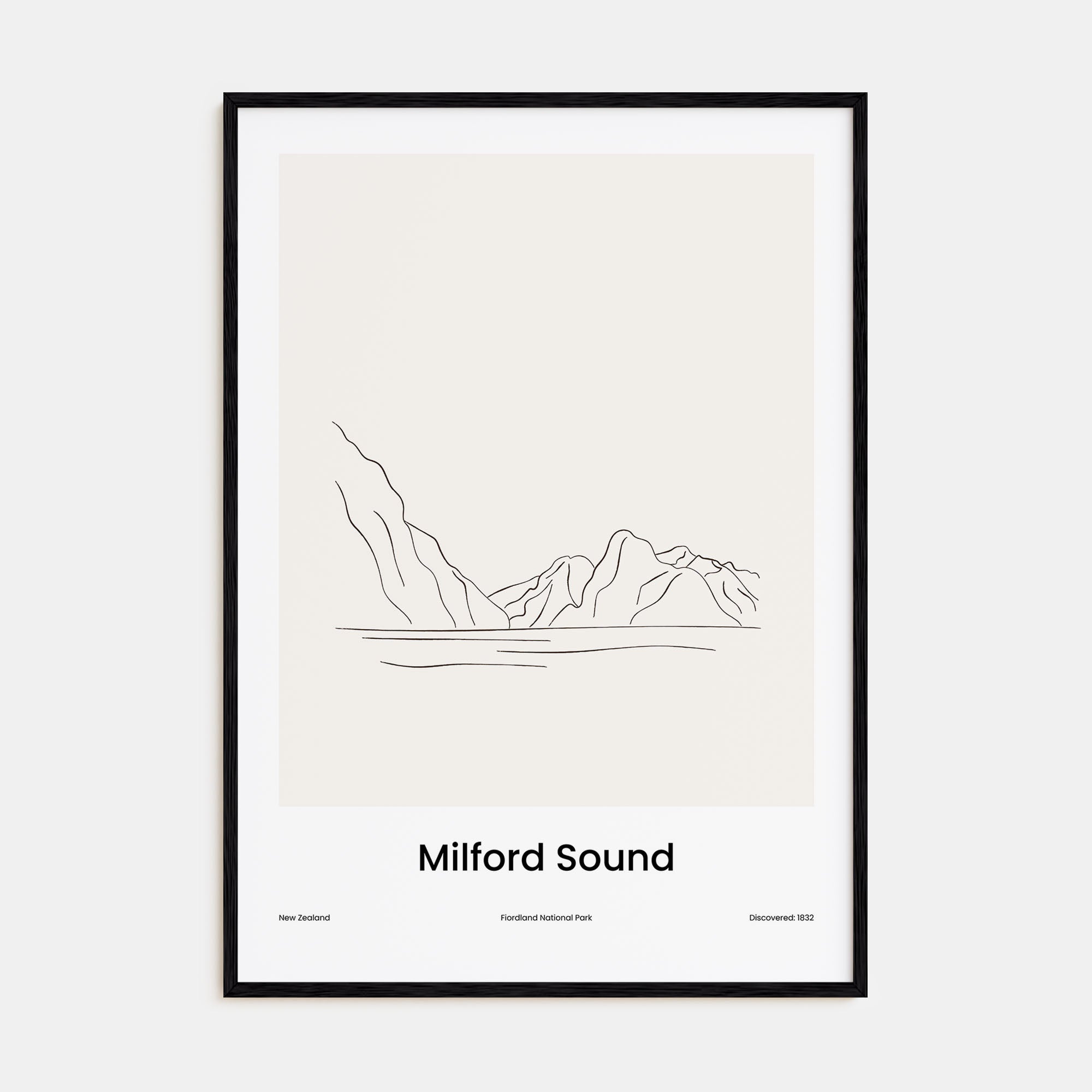Milford Sound Drawn Poster