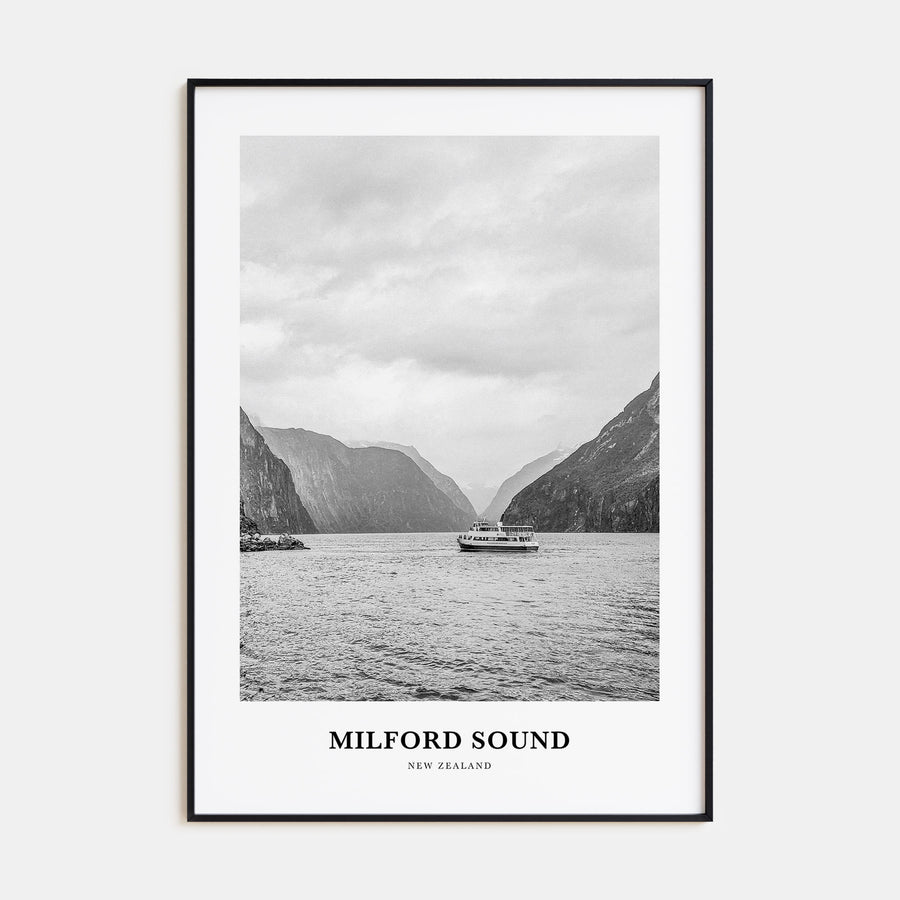 Milford Sound Portrait B&W Poster