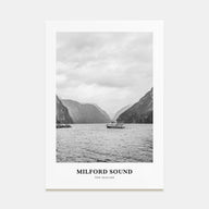 Milford Sound Portrait B&W Poster
