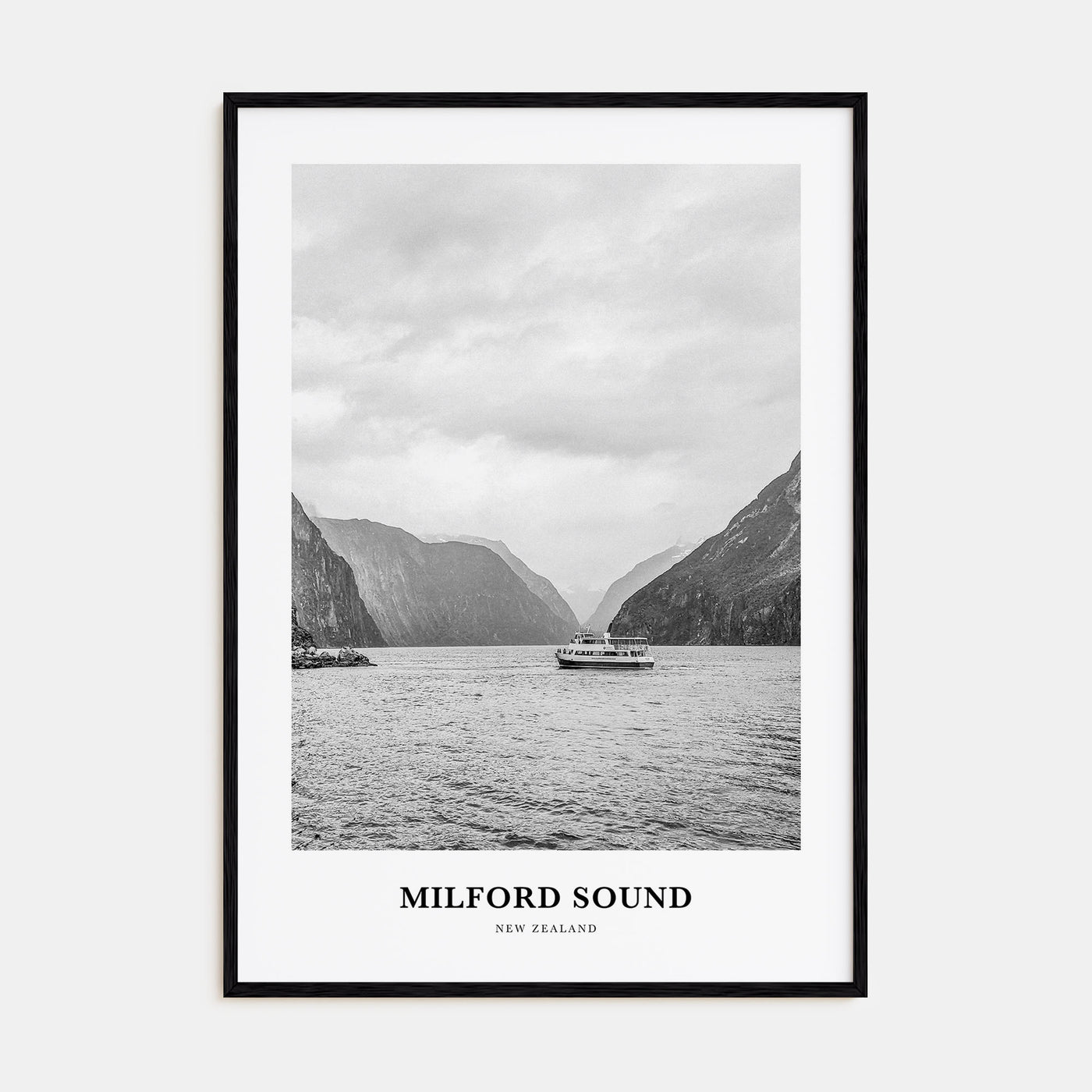 Milford Sound Portrait B&W Poster