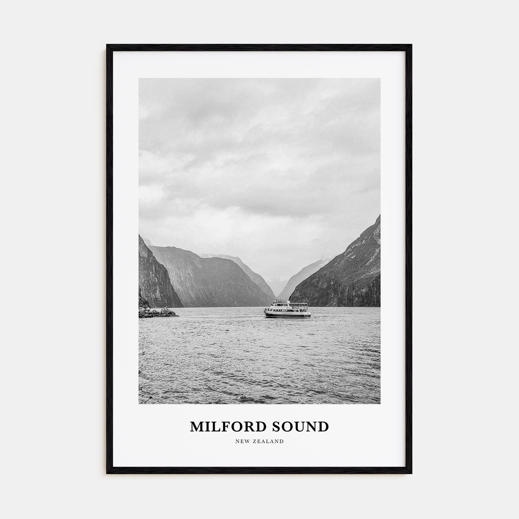 Milford Sound Portrait B&W Poster