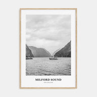 Milford Sound Portrait B&W Poster