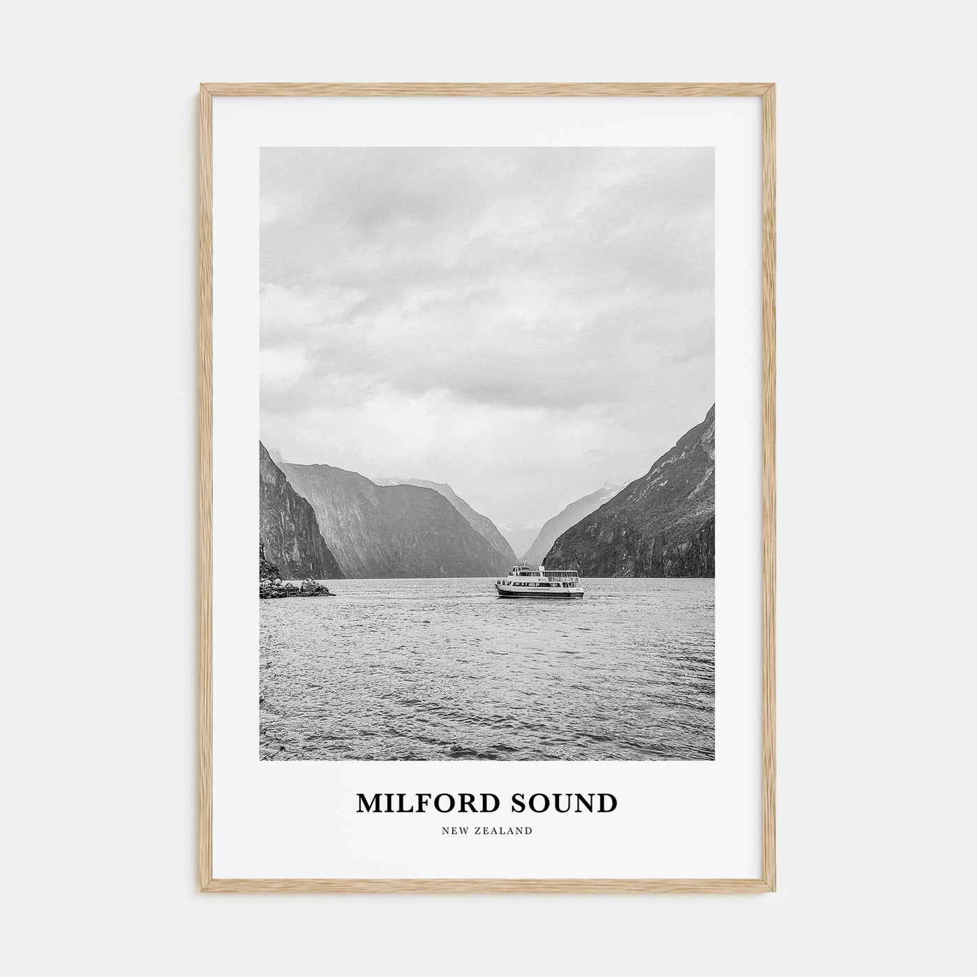 Milford Sound Portrait B&W Poster
