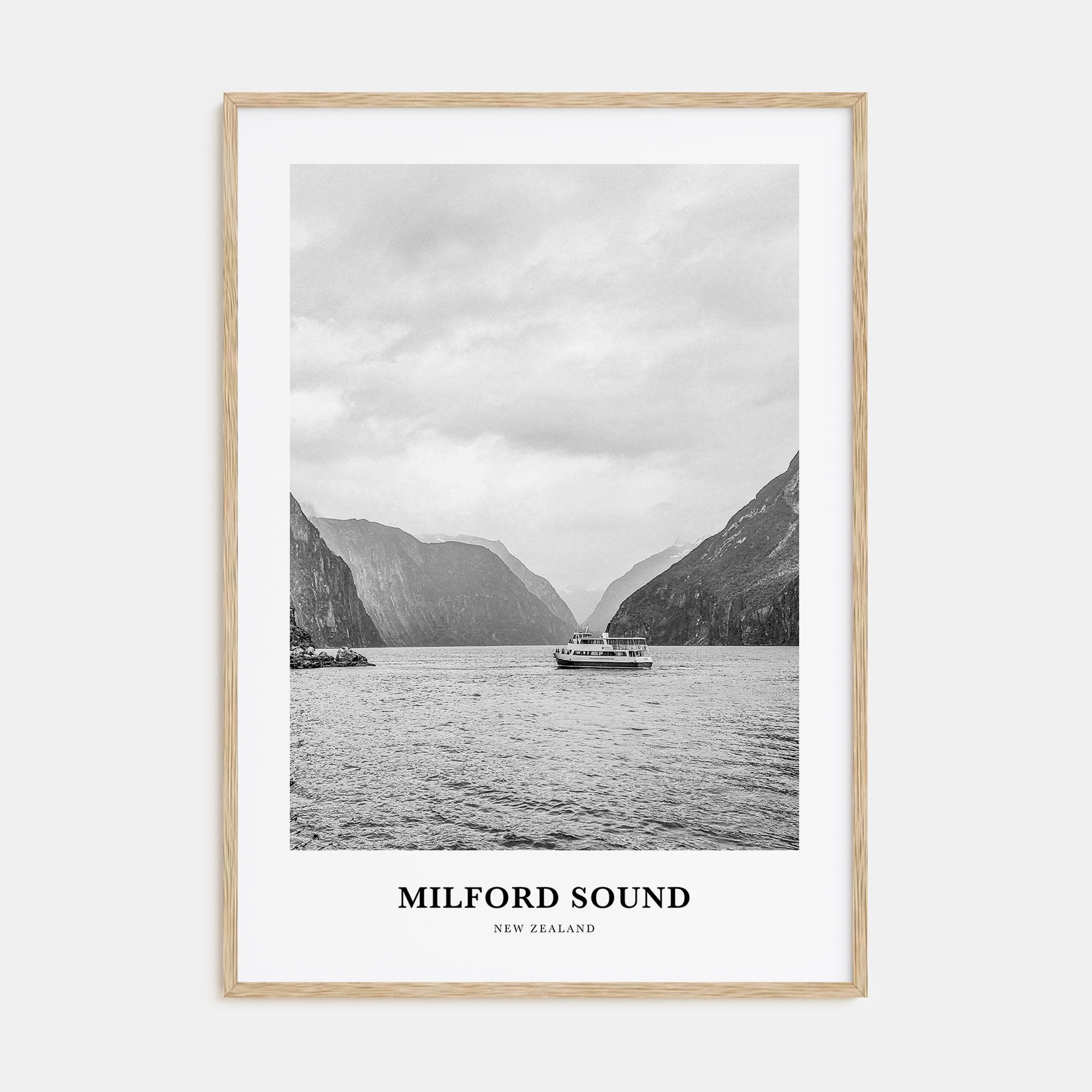 Milford Sound Portrait B&W Poster