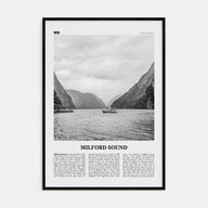 Milford Sound Travel B&W Poster