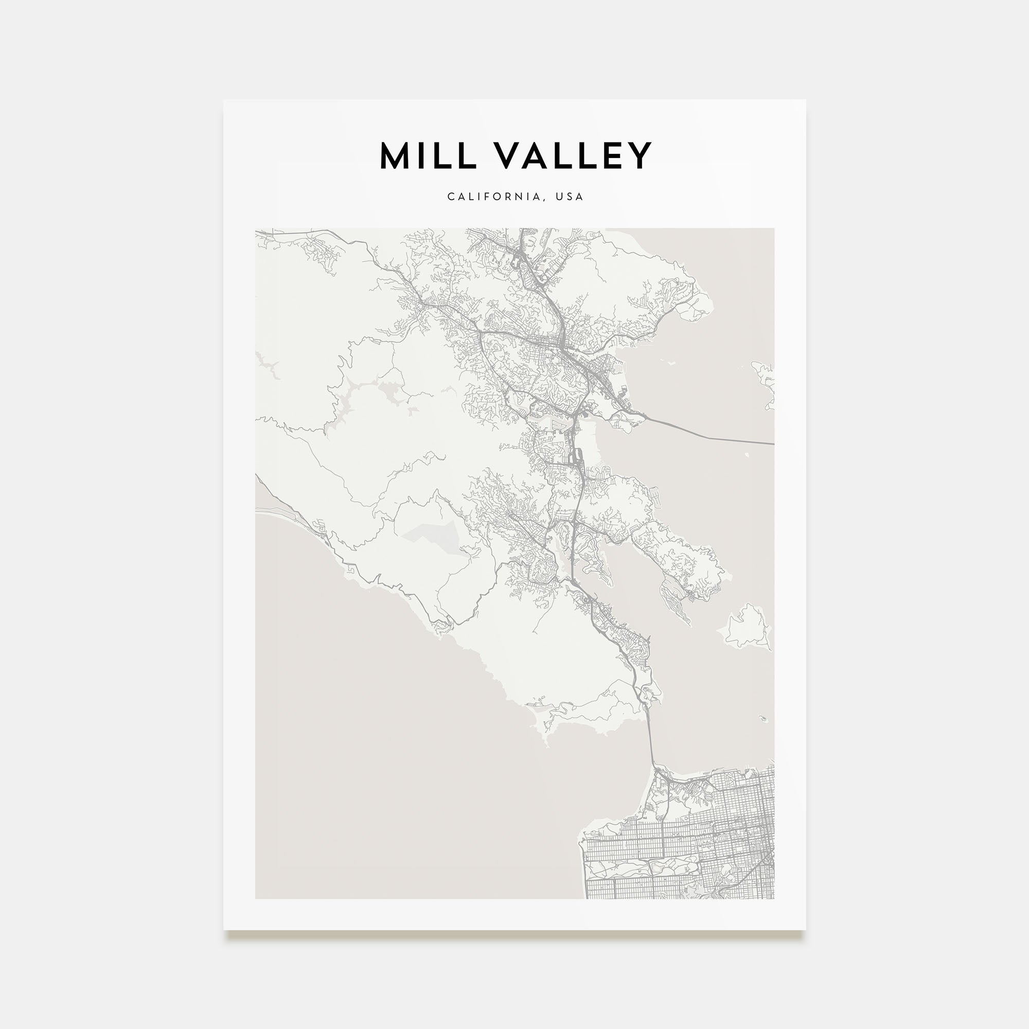 Mill Valley Map Portrait Poster