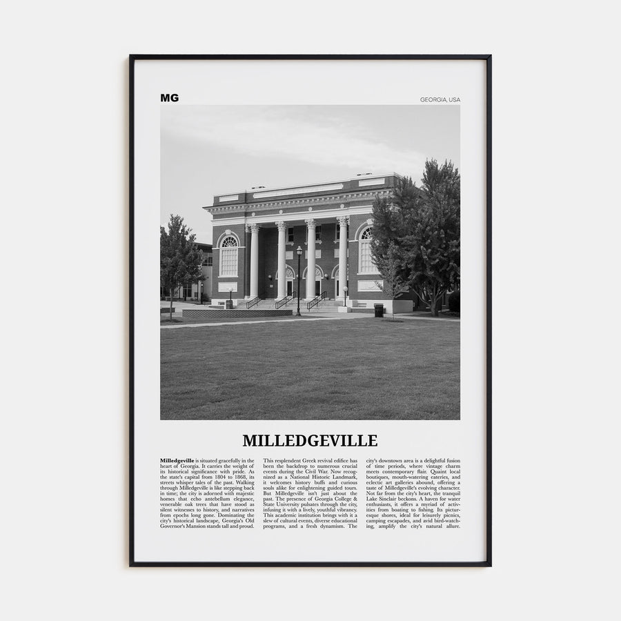 Milledgeville Travel B&W Poster