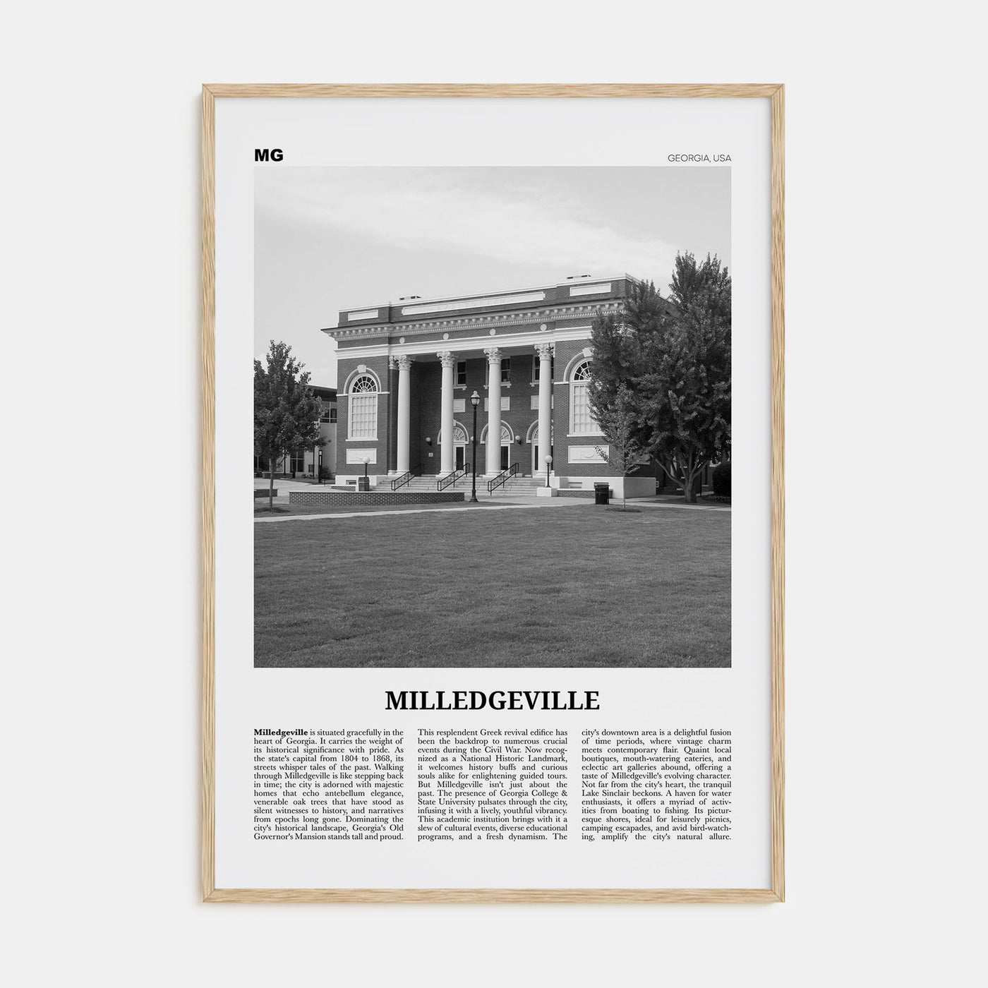 Milledgeville Travel B&W Poster