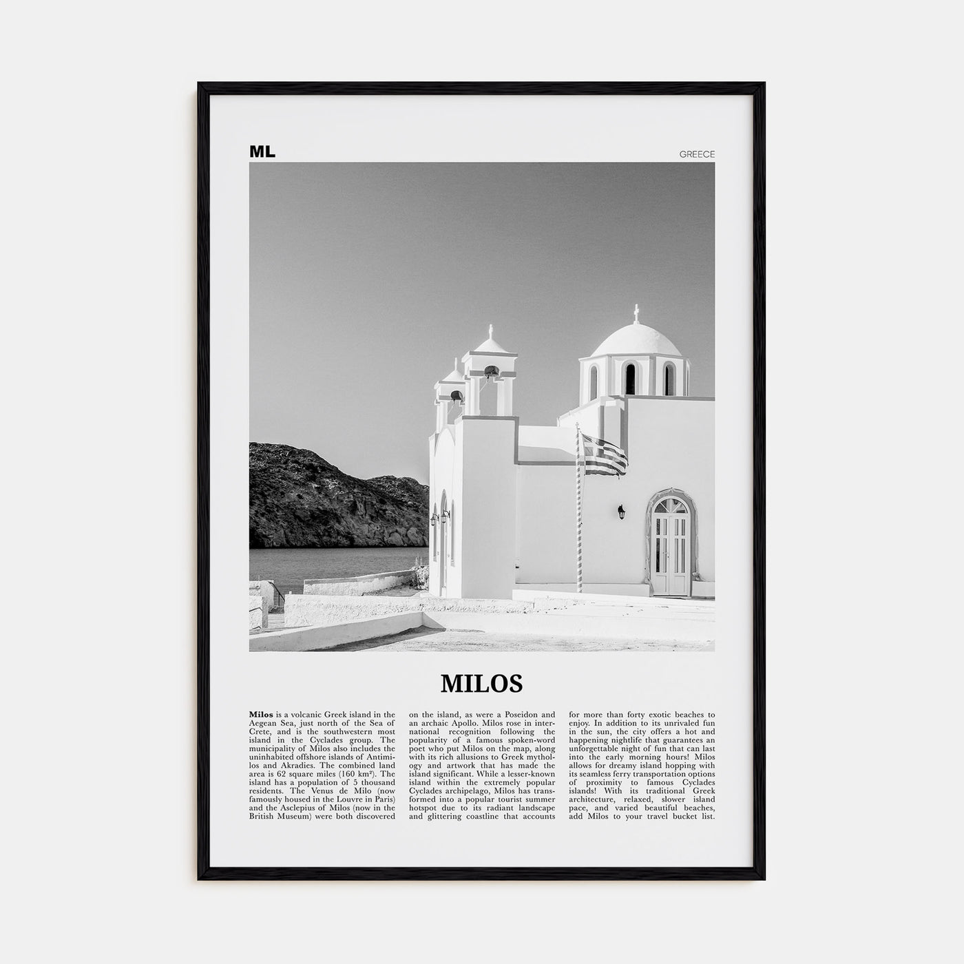 Milos Travel B&W Poster