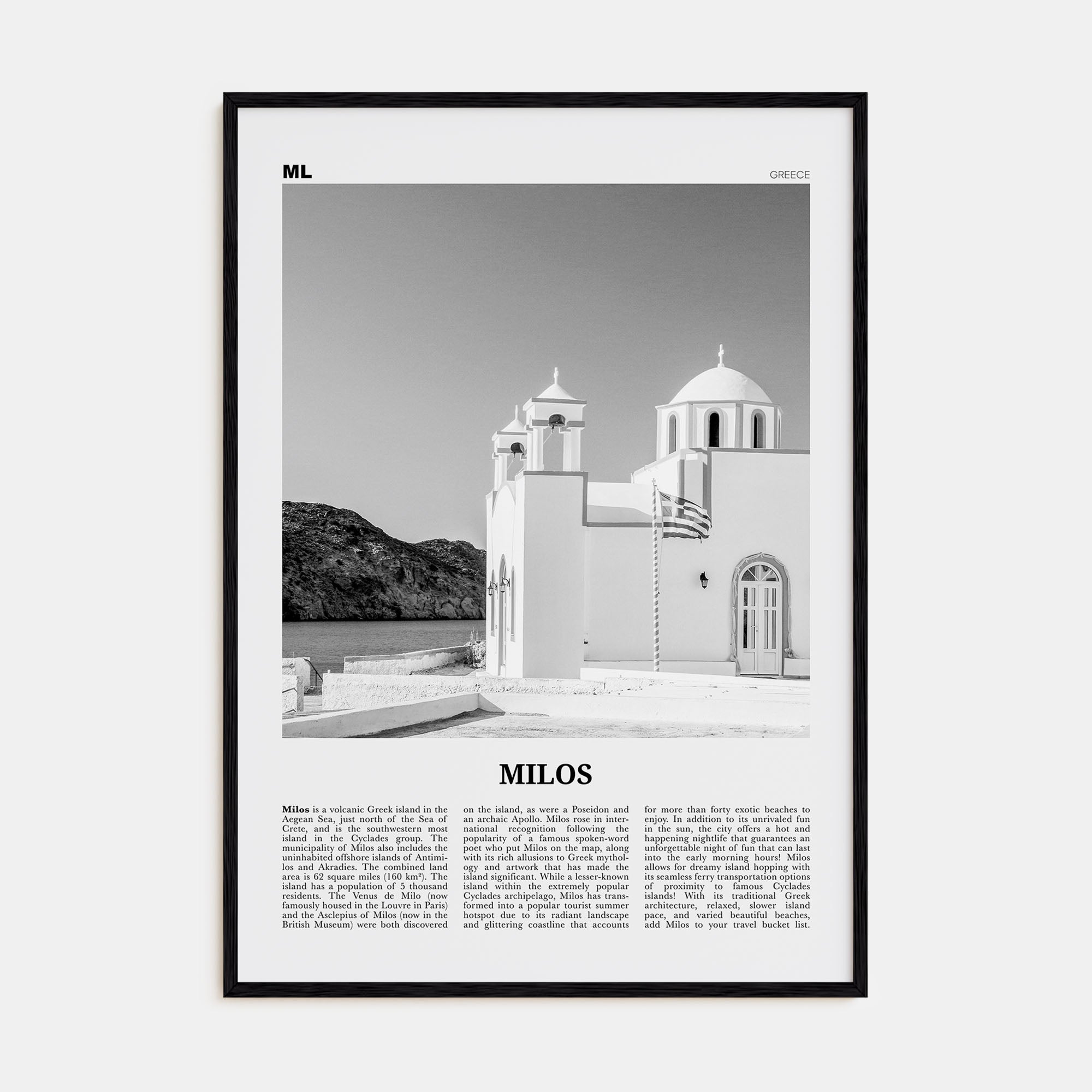 Milos Travel B&W Poster