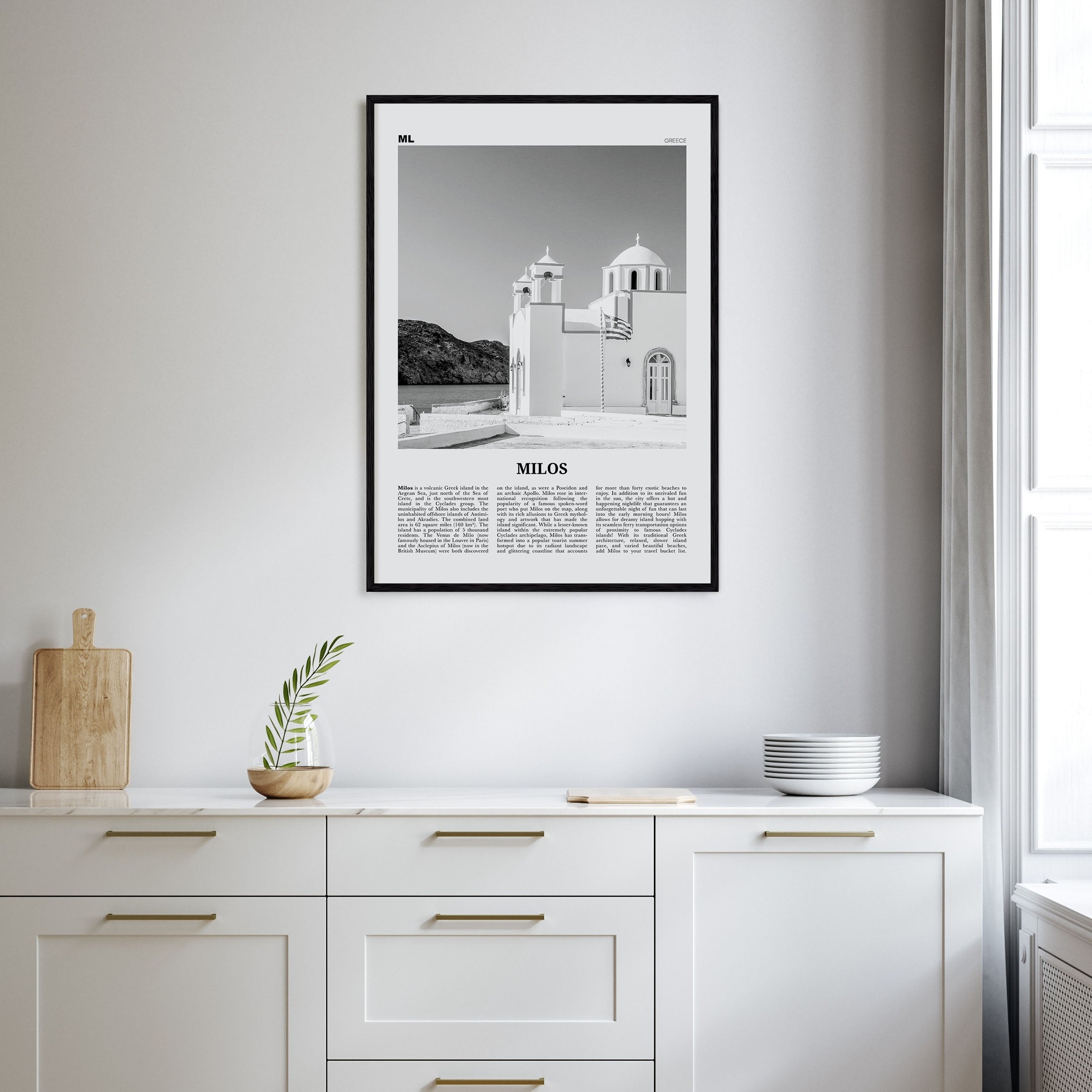 Milos Travel B&W Poster