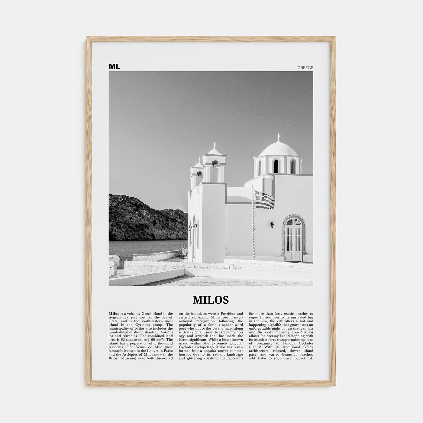 Milos Travel B&W Poster