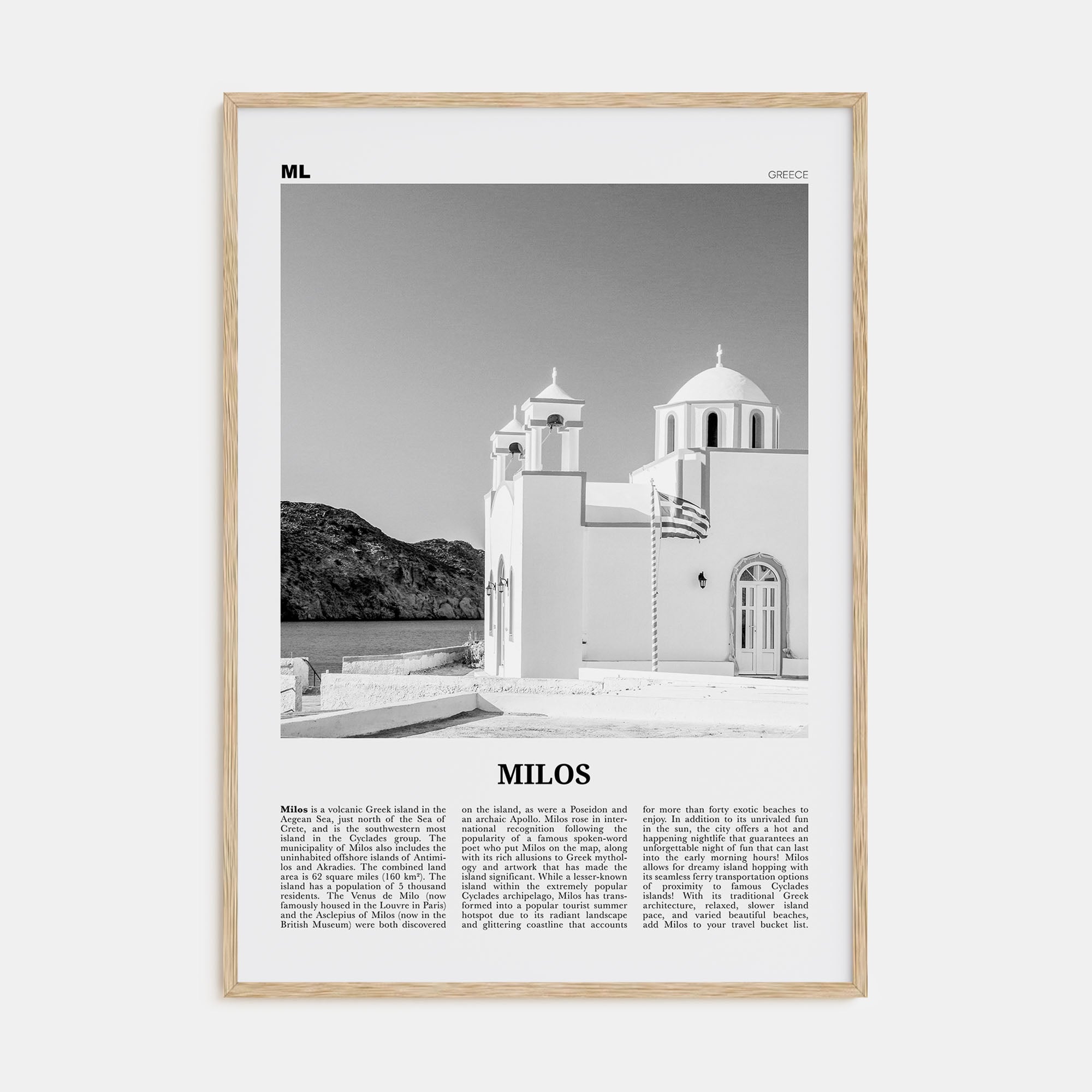 Milos Travel B&W Poster