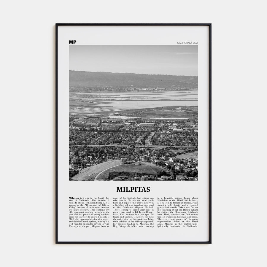 Milpitas Travel B&W Poster