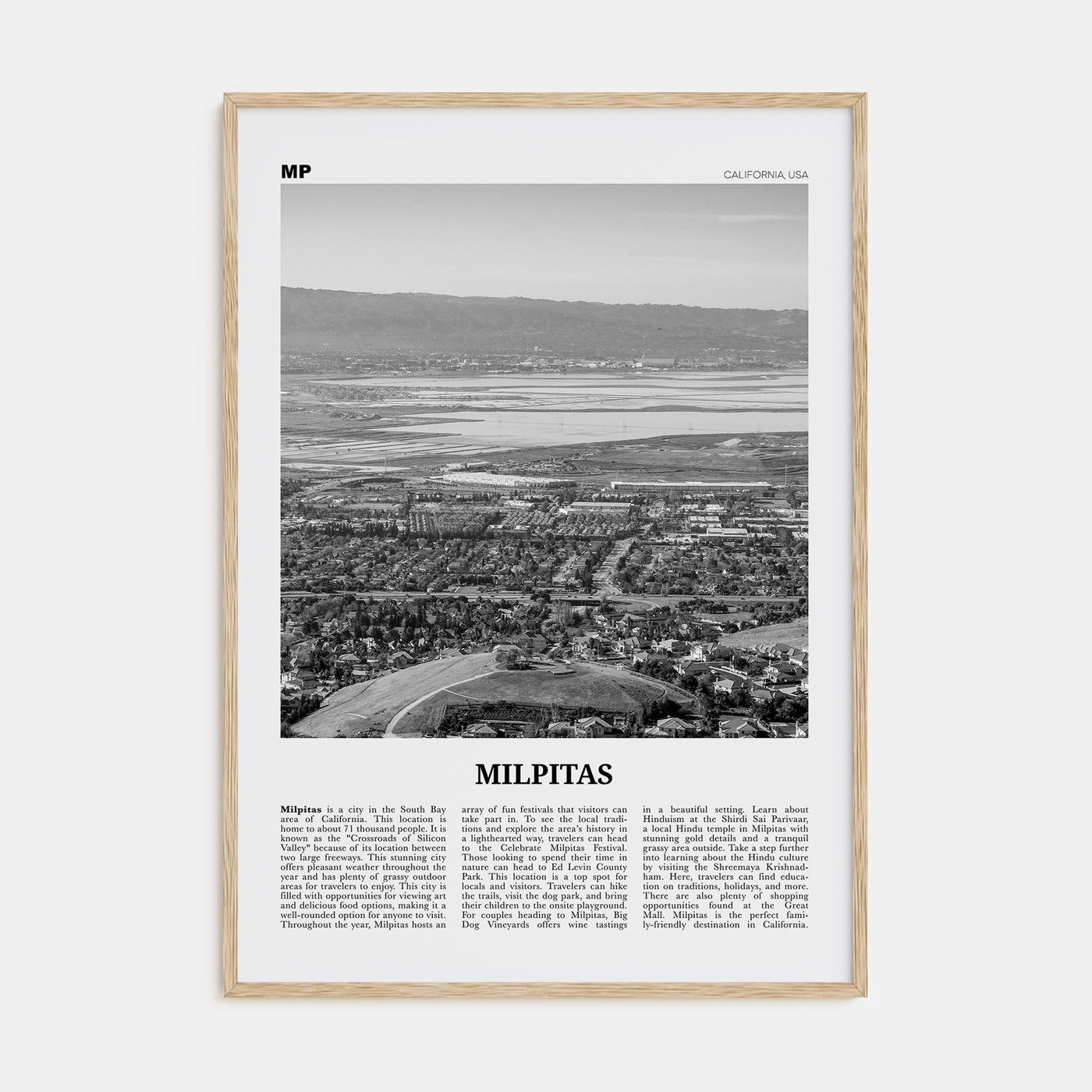 Milpitas Travel B&W Poster