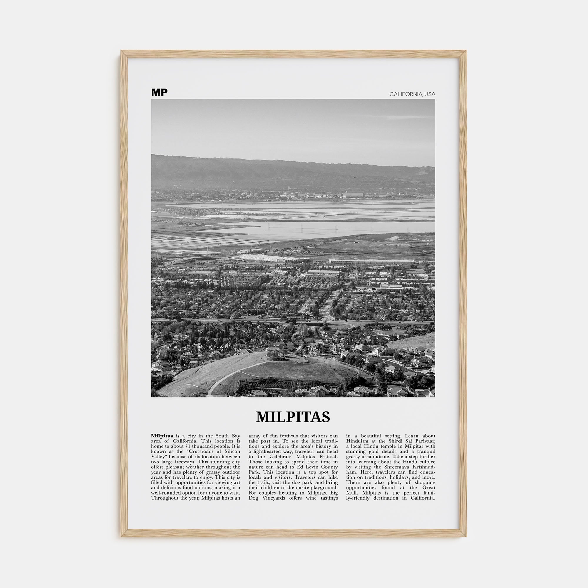 Milpitas Travel B&W Poster
