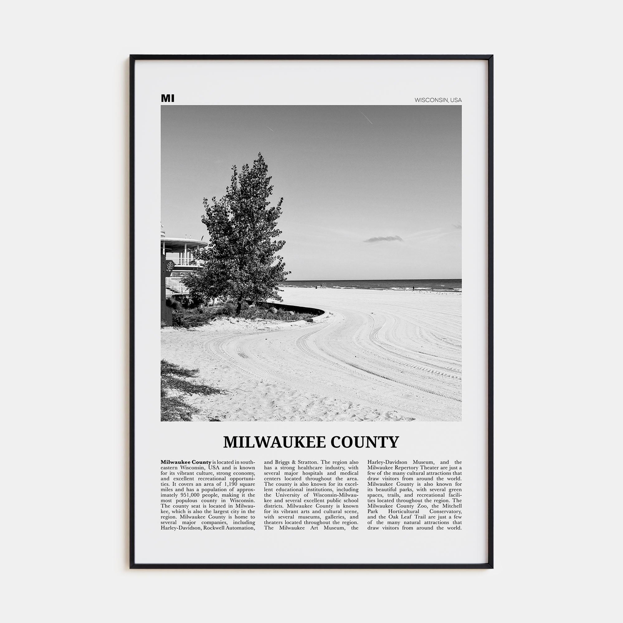 Milwaukee County Travel B&W Poster