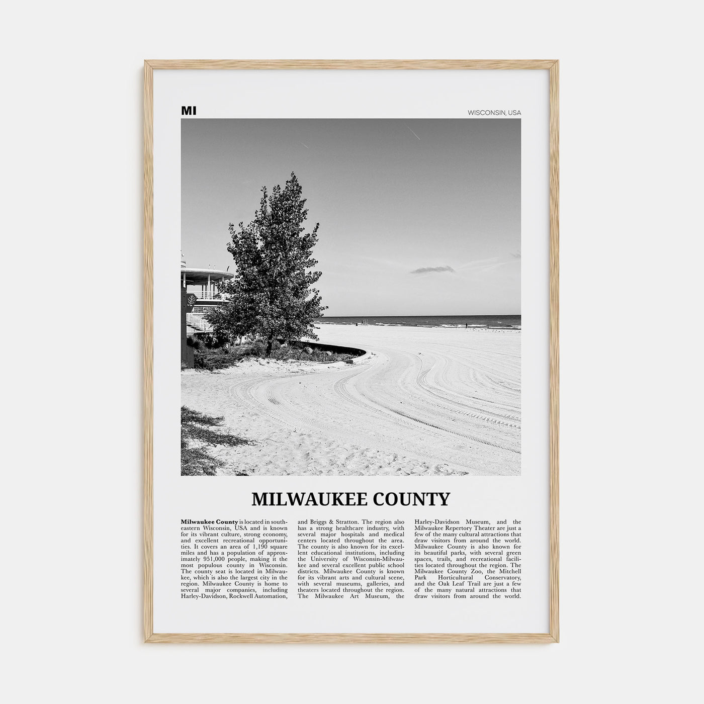Milwaukee County Travel B&W Poster