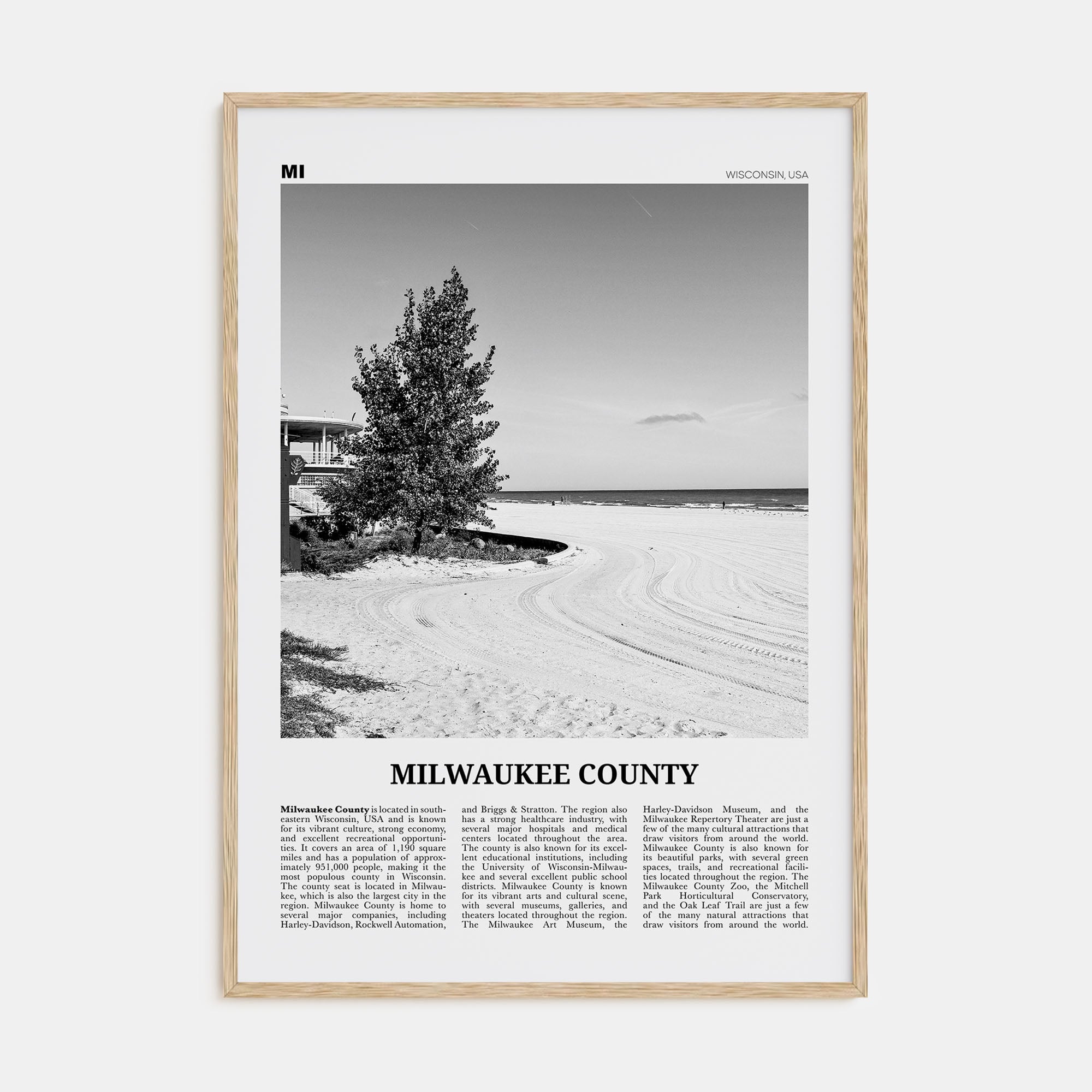 Milwaukee County Travel B&W Poster