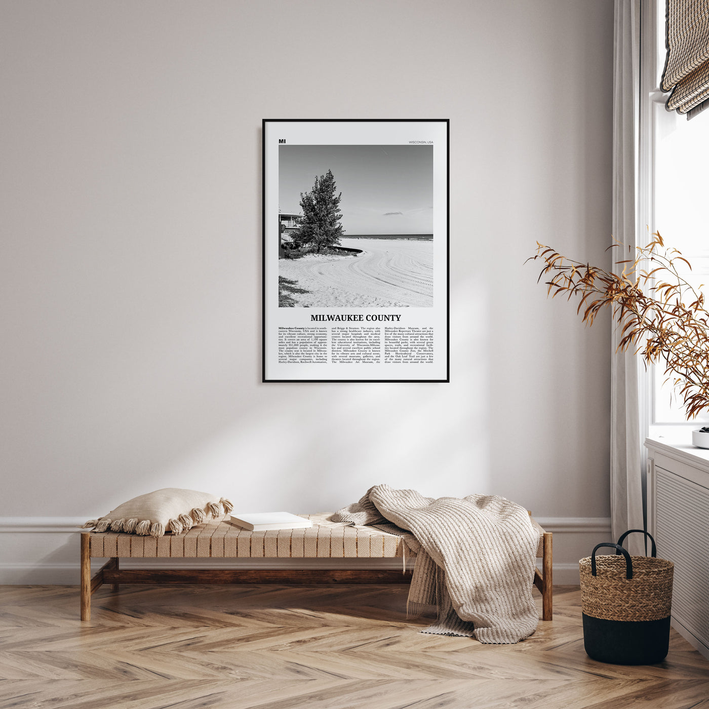 Milwaukee County Travel B&W Poster