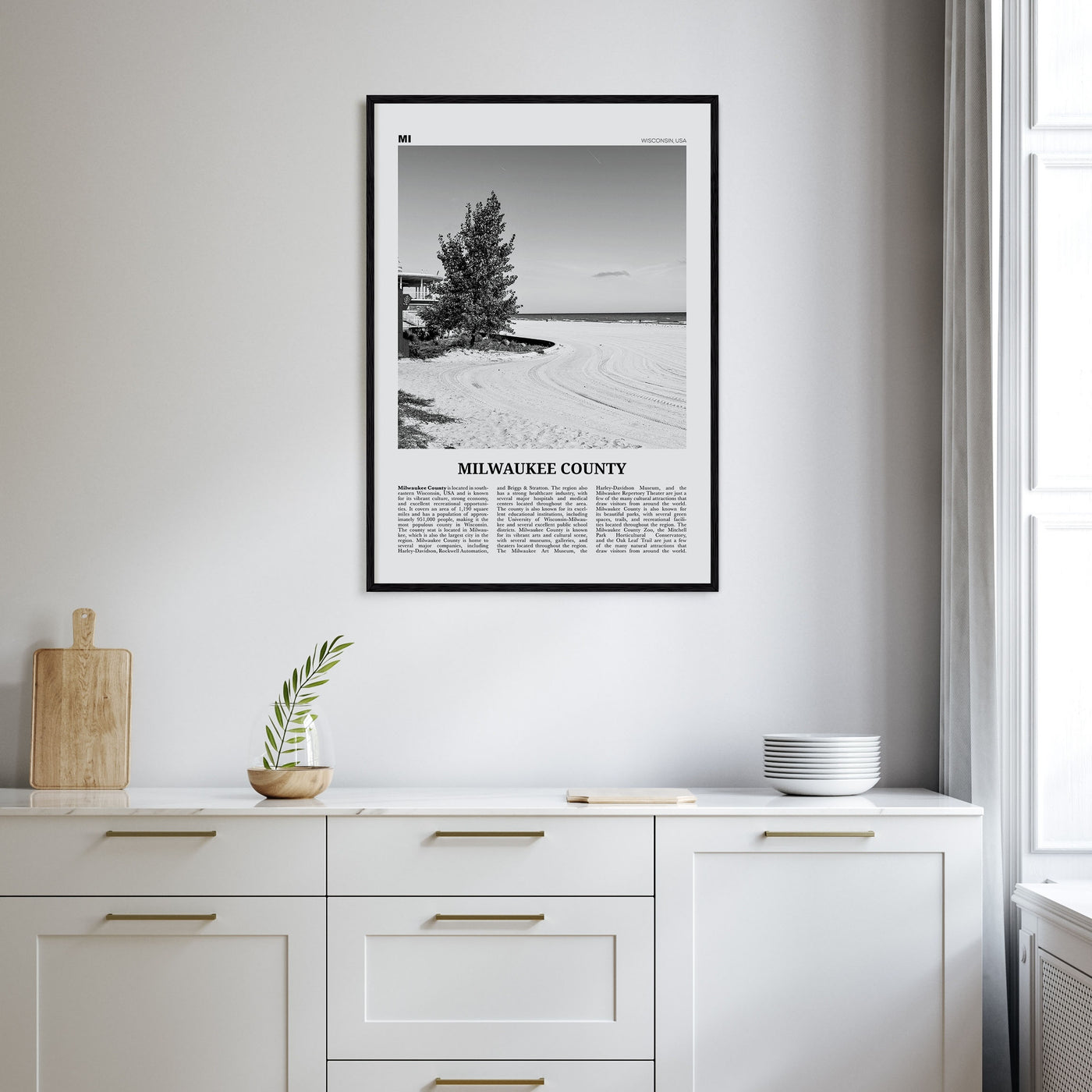 Milwaukee County Travel B&W Poster