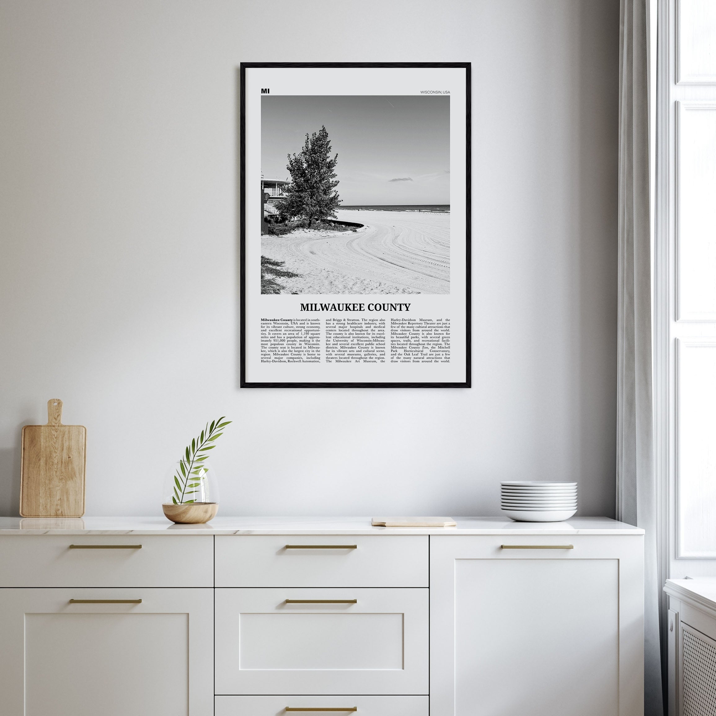 Milwaukee County Travel B&W Poster