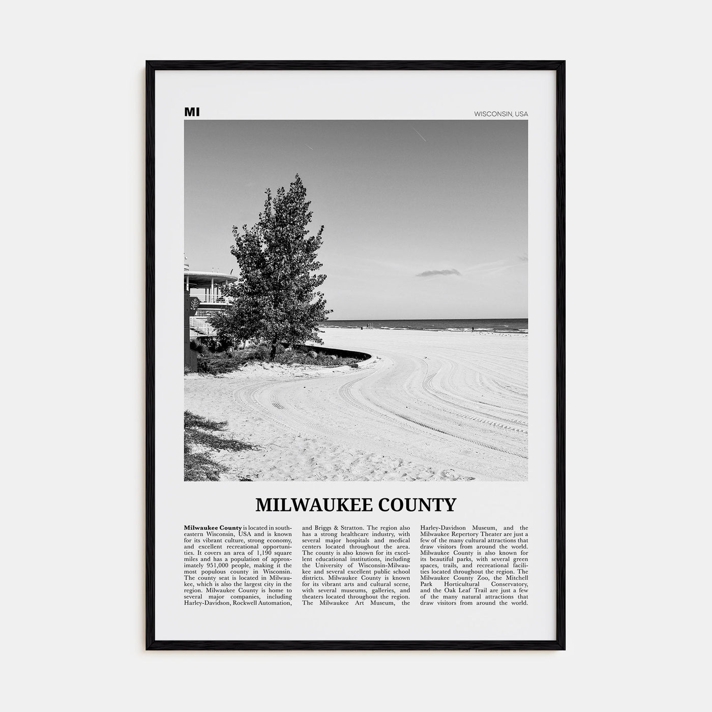 Milwaukee County Travel B&W Poster