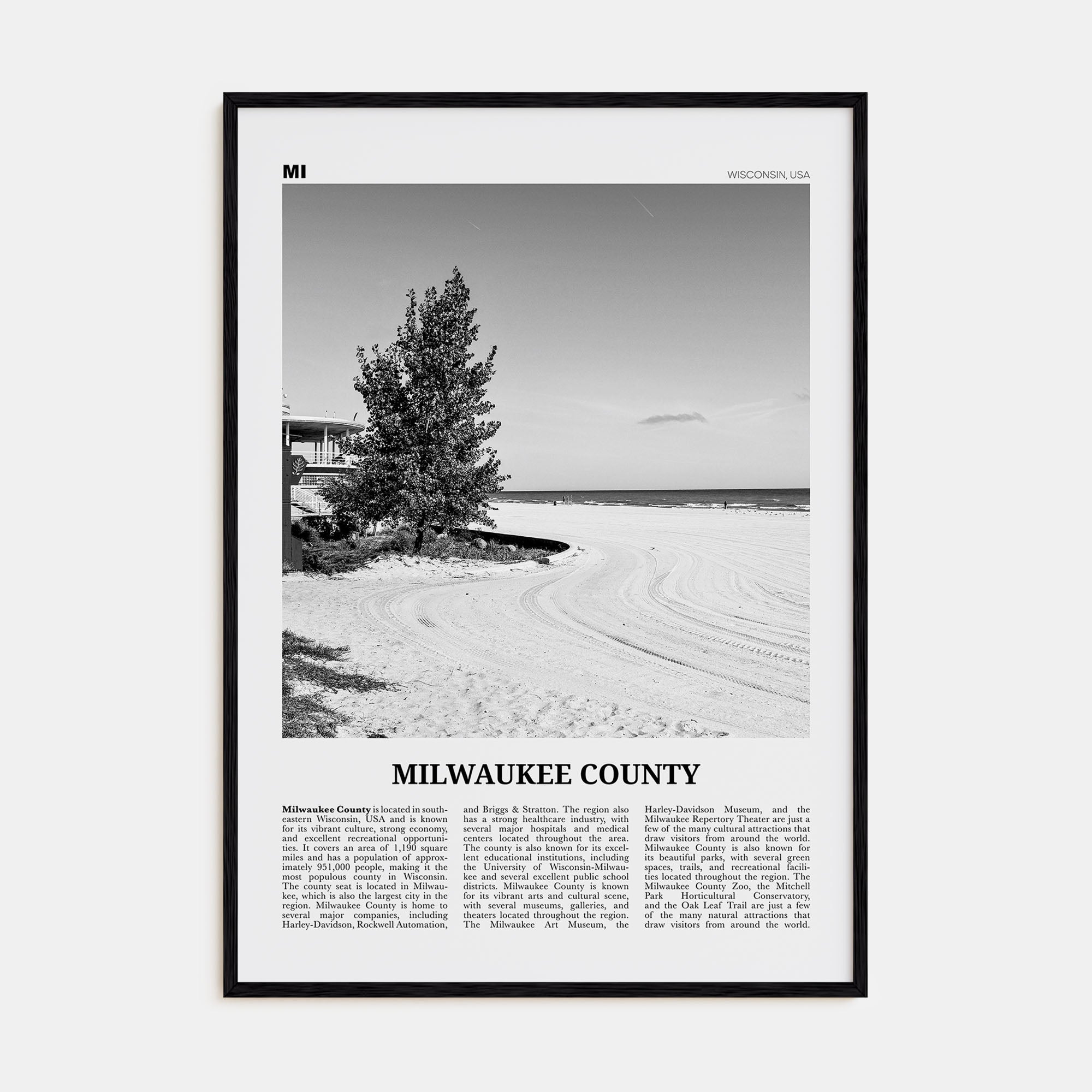 Milwaukee County Travel B&W Poster