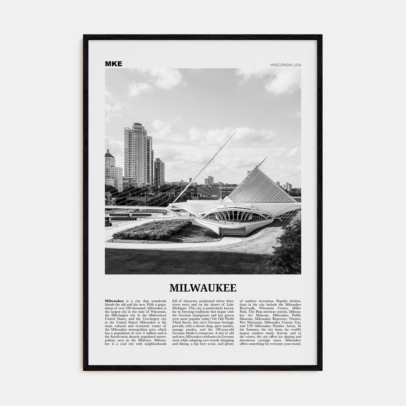 Milwaukee Travel B&W No 1 Poster
